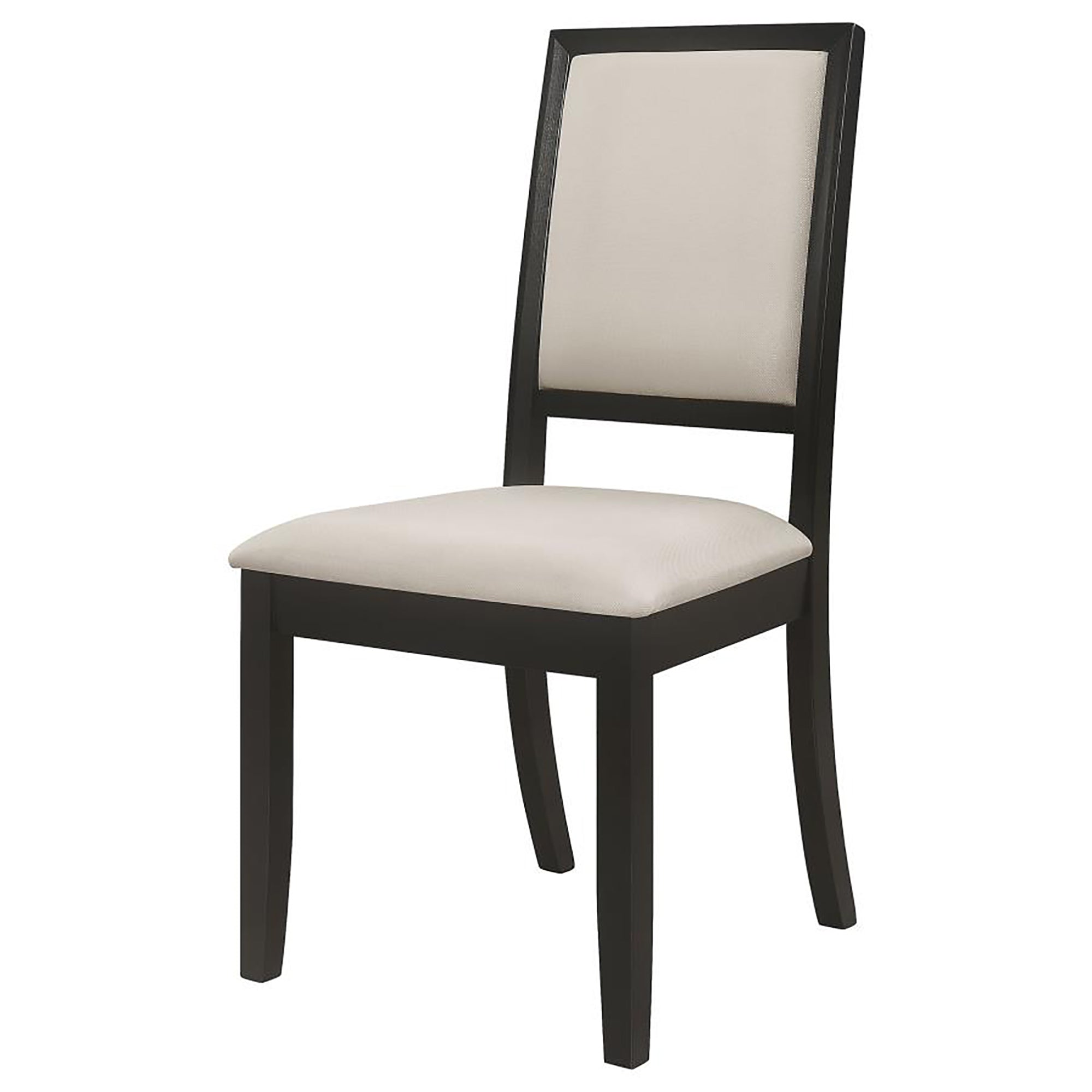 Cream and Black Upholstered Side Chairs (Set of 2) - Modern Dining Room Chairs for Kitchen, Living Room, and Office - Comfortable Accent Chairs for Home Decor
