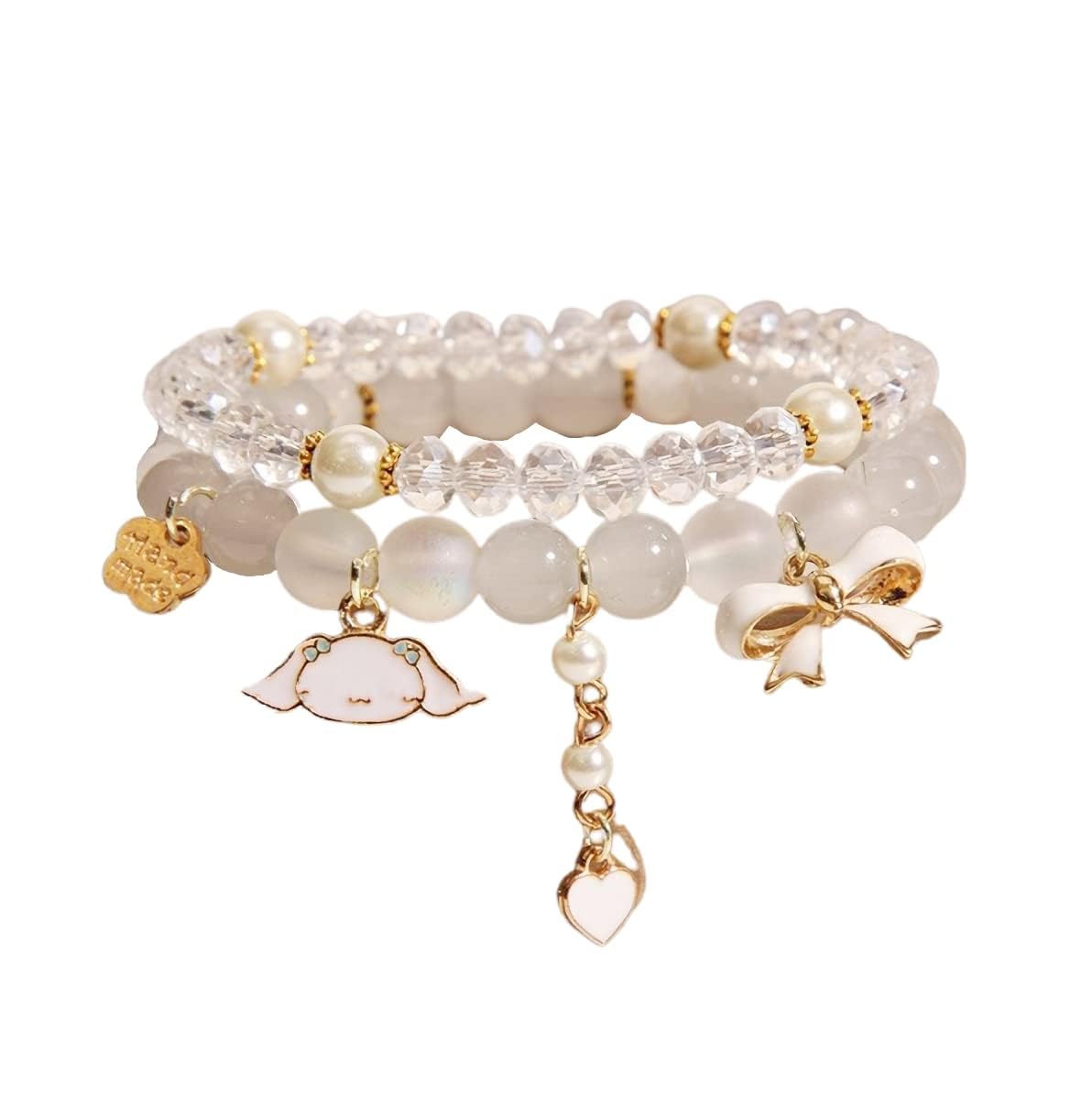 Elastic Cartoon Crystal Beads Pearl Bracelets - Adjustable Kawaii Beaded Strand Bracelet for Women & Girls - Graduation Charm Jewelry Gift for Kids - Perfect for Birthday Parties, School Events and Everyday Fashion Accessories