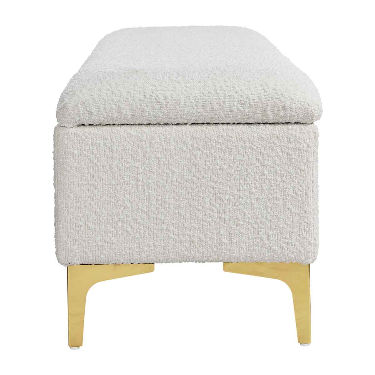 Georgia Boucle Storage Bench - Upholstered Ottoman with Removable Cushion for Entryway, Bedroom & Living Room - Stylish & Functional Home Decor