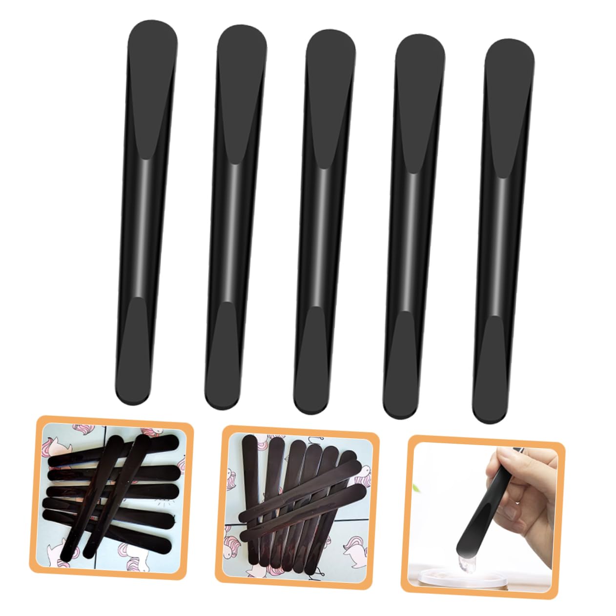 100 Pcs Black Plastic Makeup Spatulas - Cosmetic Mixing & Stirring Tools for Creams, Lotions & Beauty Products | Perfect for DIY Cosmetics, Salon Use & Home Beauty Kits
