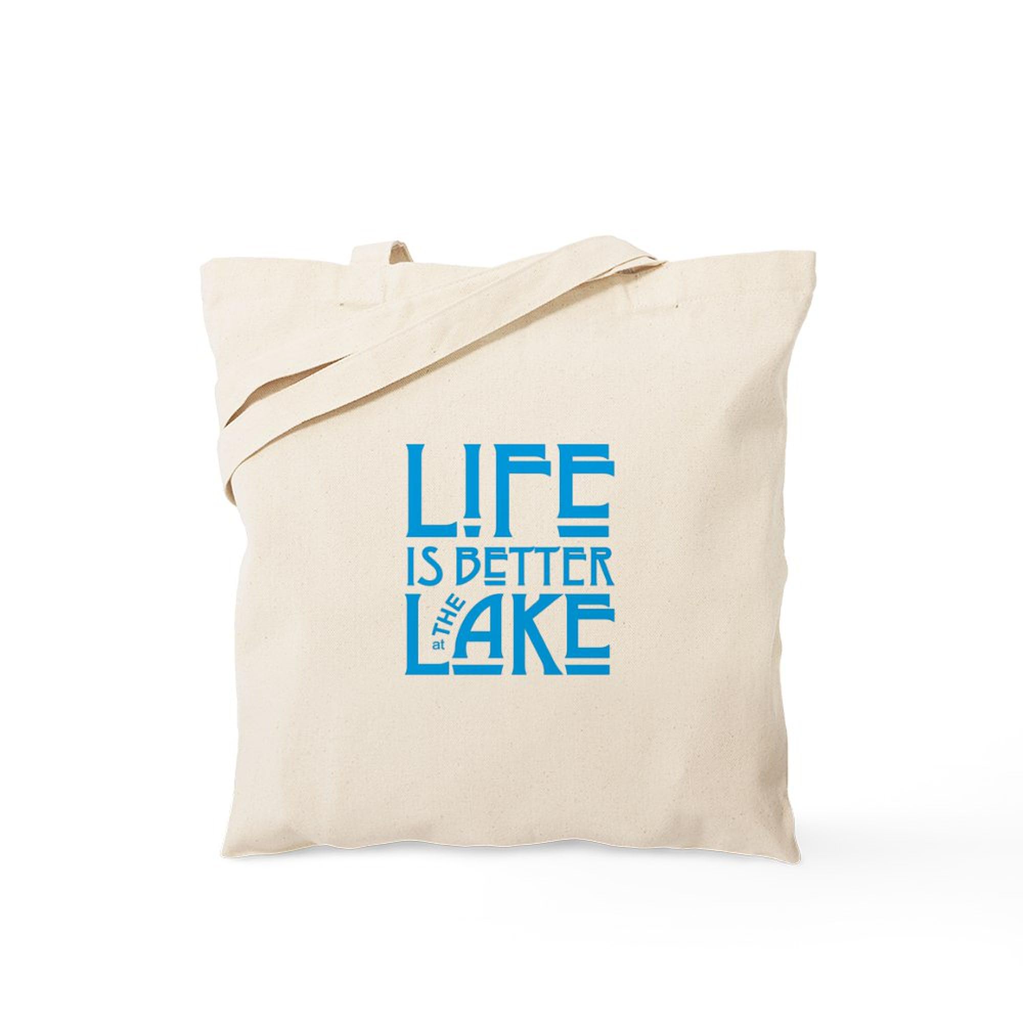Life Is Better At The Lake - Natural Canvas Tote Bag | Reusable Grocery Shopping Bag | Beach, Picnic & Farmers Market Essentials