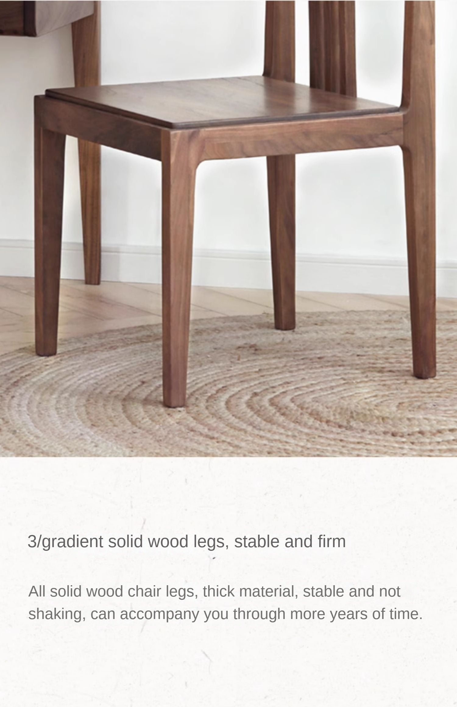 Premium Black Walnut Solid Wood Dining Chairs Set of 4 with Comfortable Backrest - Elegant Kitchen & Dining Room Furniture for Family Gatherings & Dinner Parties