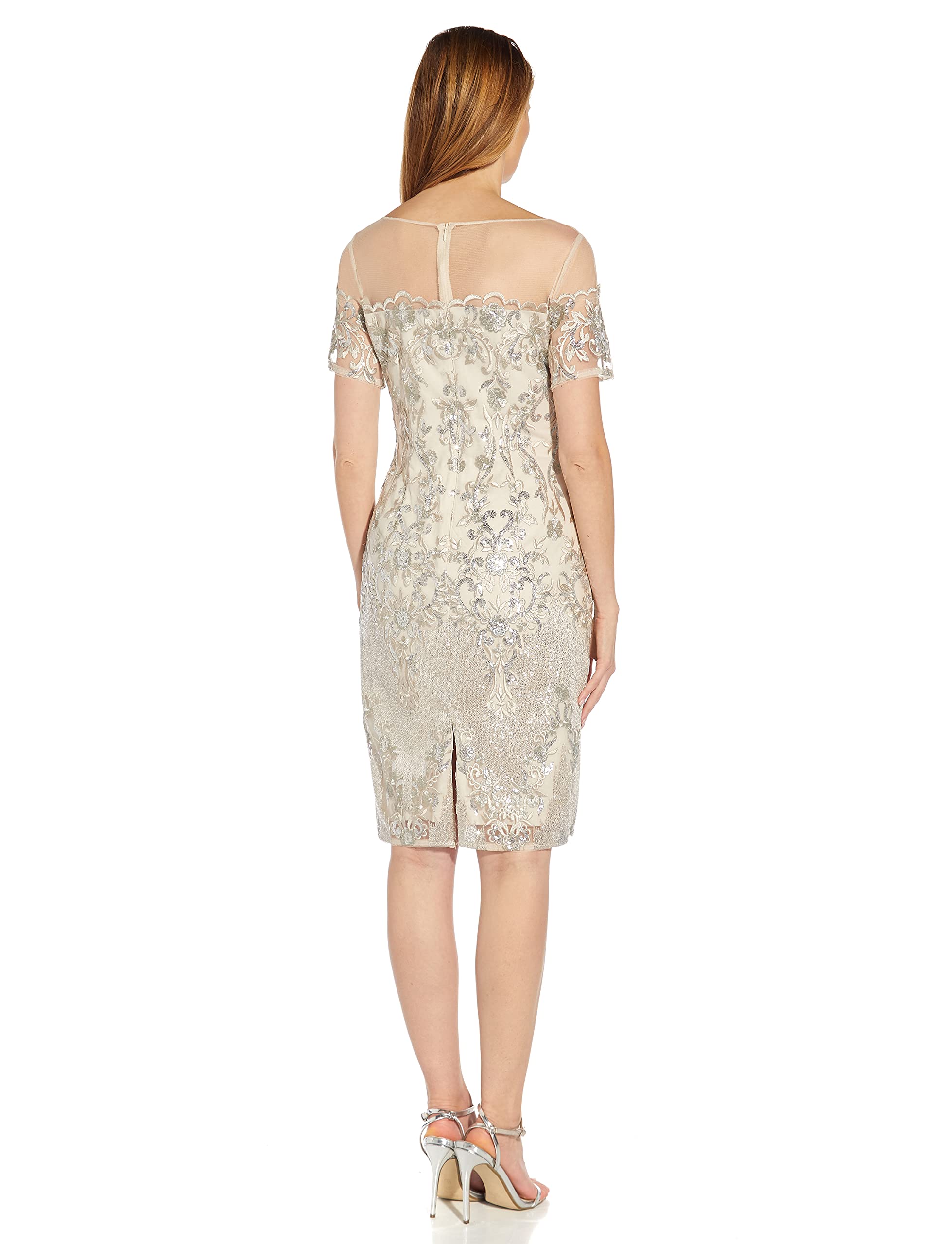 Adrianna Papell Women's Sequin Embroidery Sheath Dress - Elegant Formal Gown for Evening Parties, Weddings & Special Occasions
