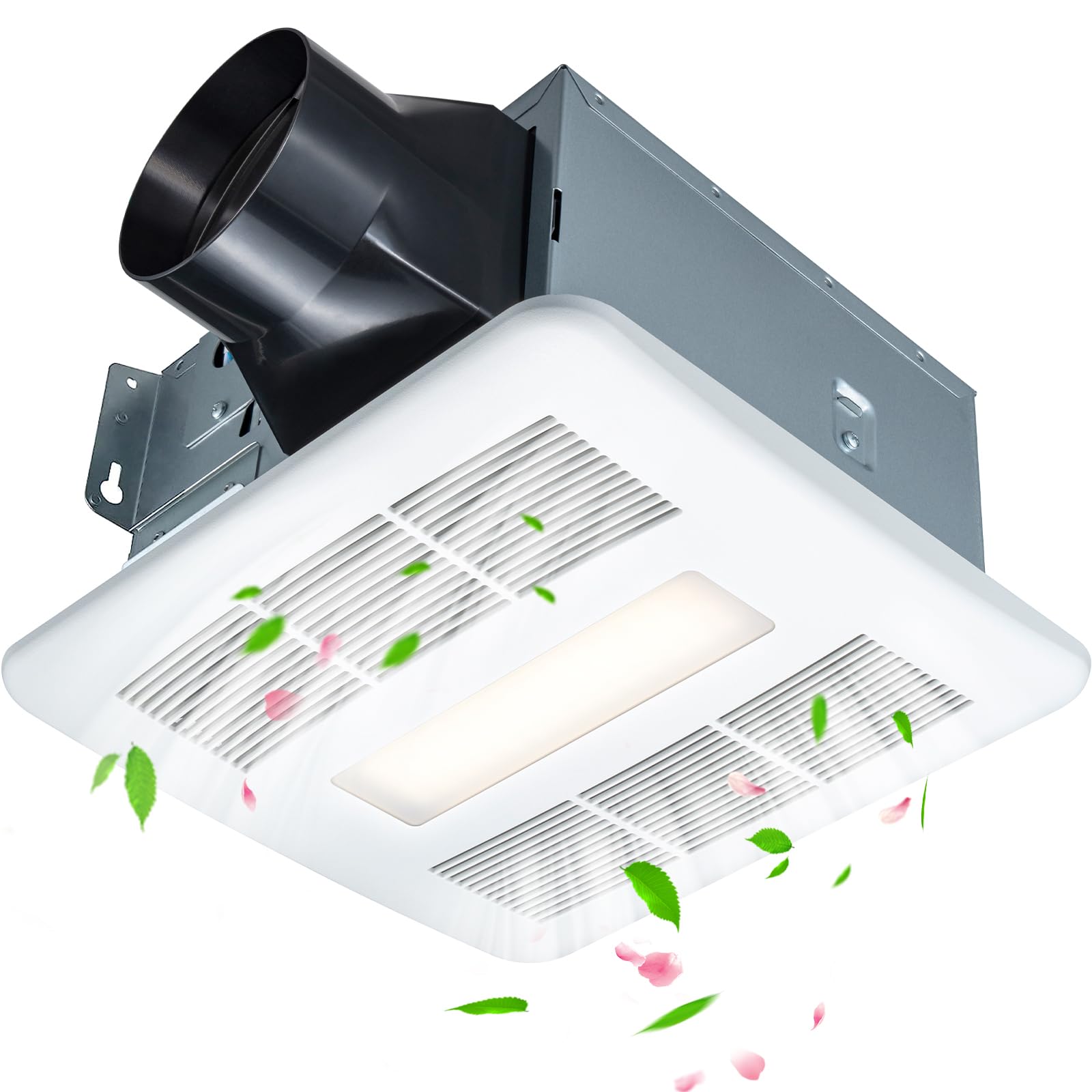 NookNova Ultra Quiet Bathroom Exhaust Fan with LED Light - 100 CFM Ventilation, 0.7 Sones Whisper Quiet, Energy Star Certified Ceiling Mount Bath Fan - Perfect for Home, Apartment & Commercial Bathrooms (HVI/FCC/ETL Listed) - Ideal for Moisture Control & Air Circulation in Bathrooms, Laundry Rooms & Small Kitchens