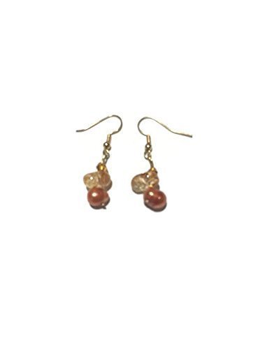 Elegant Citrine & Orange Freshwater Pearl Jewelry Set - Necklace & Earrings for Women | Perfect for Weddings, Parties & Special Occasions