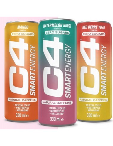 Cellucor C4 Smart Energy Drink - 12 Pack (330ml Each) - Pre Workout Supplement for Focus & Endurance - Perfect for Gym, Running & Fitness Training