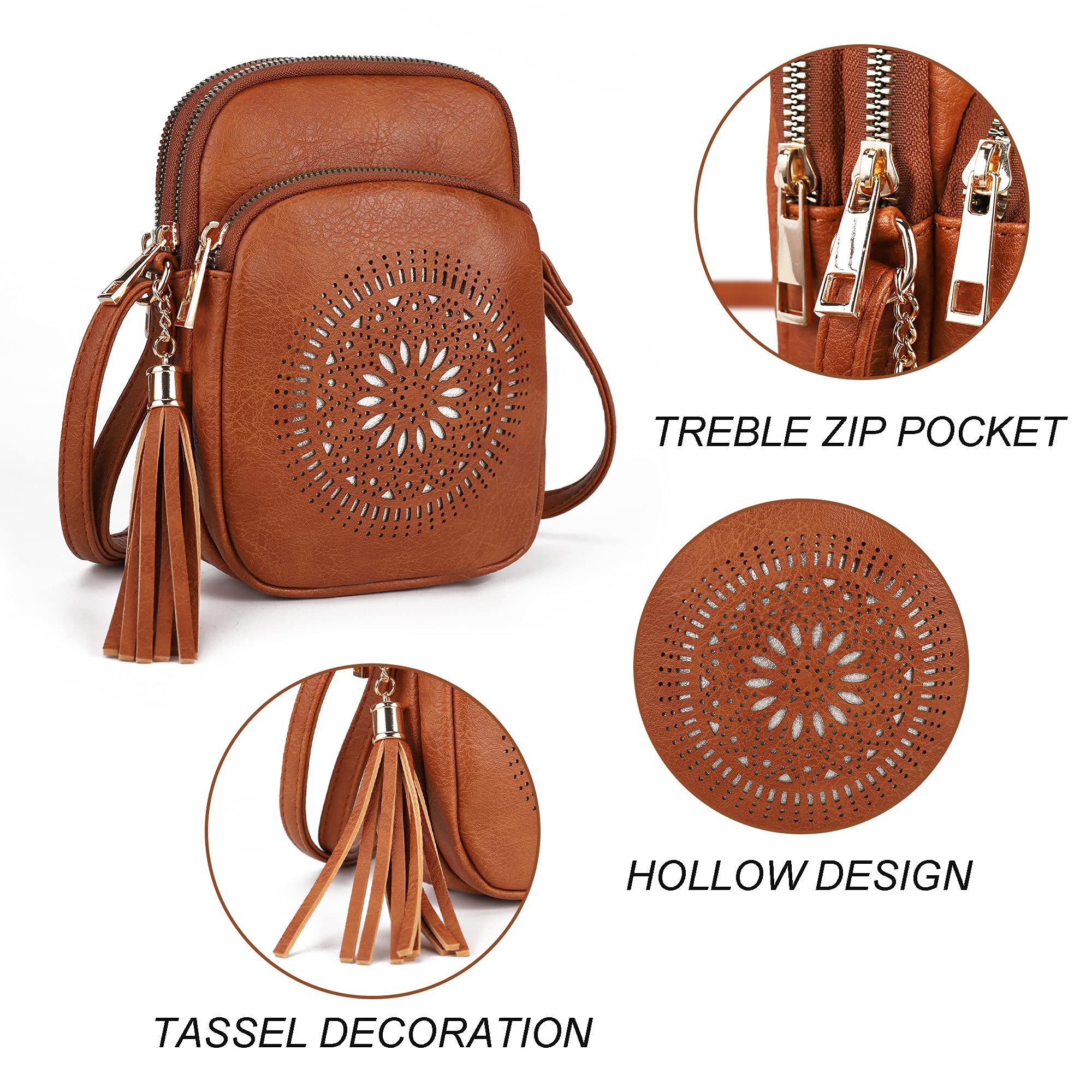 GLITZALL Women's Crossbody Bag with Multiple Pockets - Stylish Hollow Out Tassel Satchel Purse for Phone & Essentials | Perfect for Daily Use, Shopping & Travel