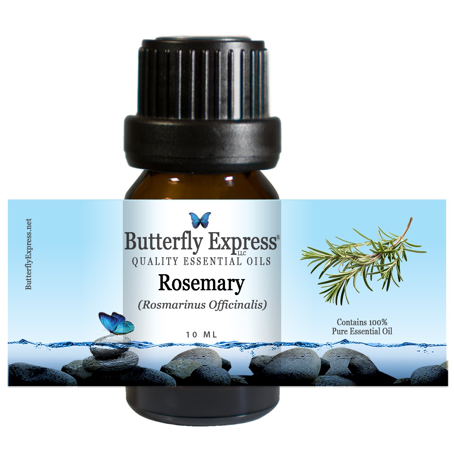 100% Pure Rosemary Essential Oil 10ml - Natural Aromatherapy Oil for Relaxation & Hair Growth - Butterfly Express | Perfect for Diffusers, Massage & DIY Skincare
