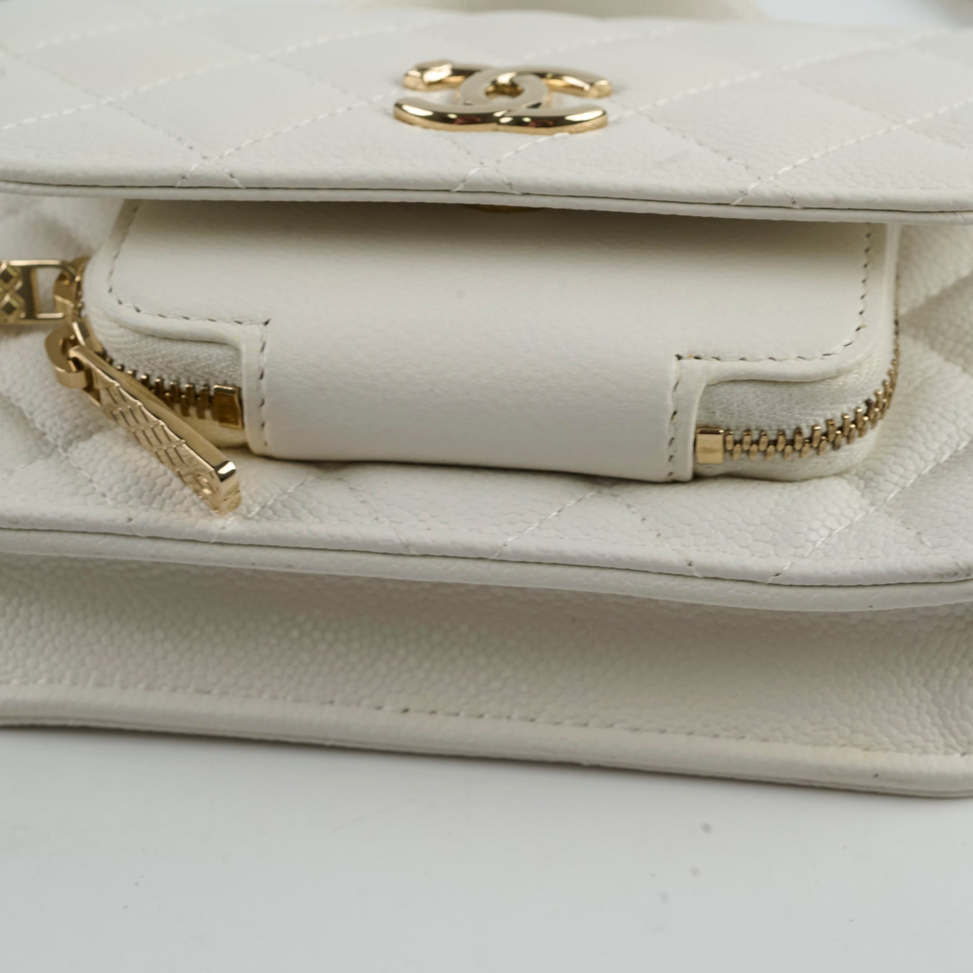Chanel Mini Business Affinity Crossbody Bag in Caviar Leather Ivory White with Microchip - Perfect for Work, Travel & Everyday Luxury