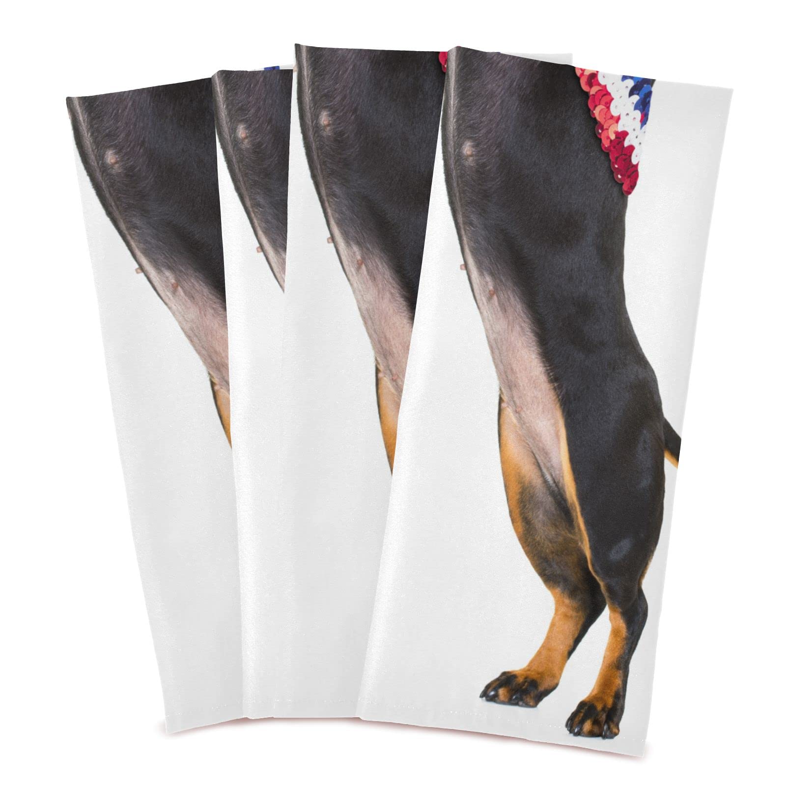 American Flag Patriotic Dachshund Sausage Dog Kitchen Towels - Set of 6 Absorbent 18x28in Dish Cloths for Drying Dishes | Cute Kitchen Decor for Home, RV & Cabin
