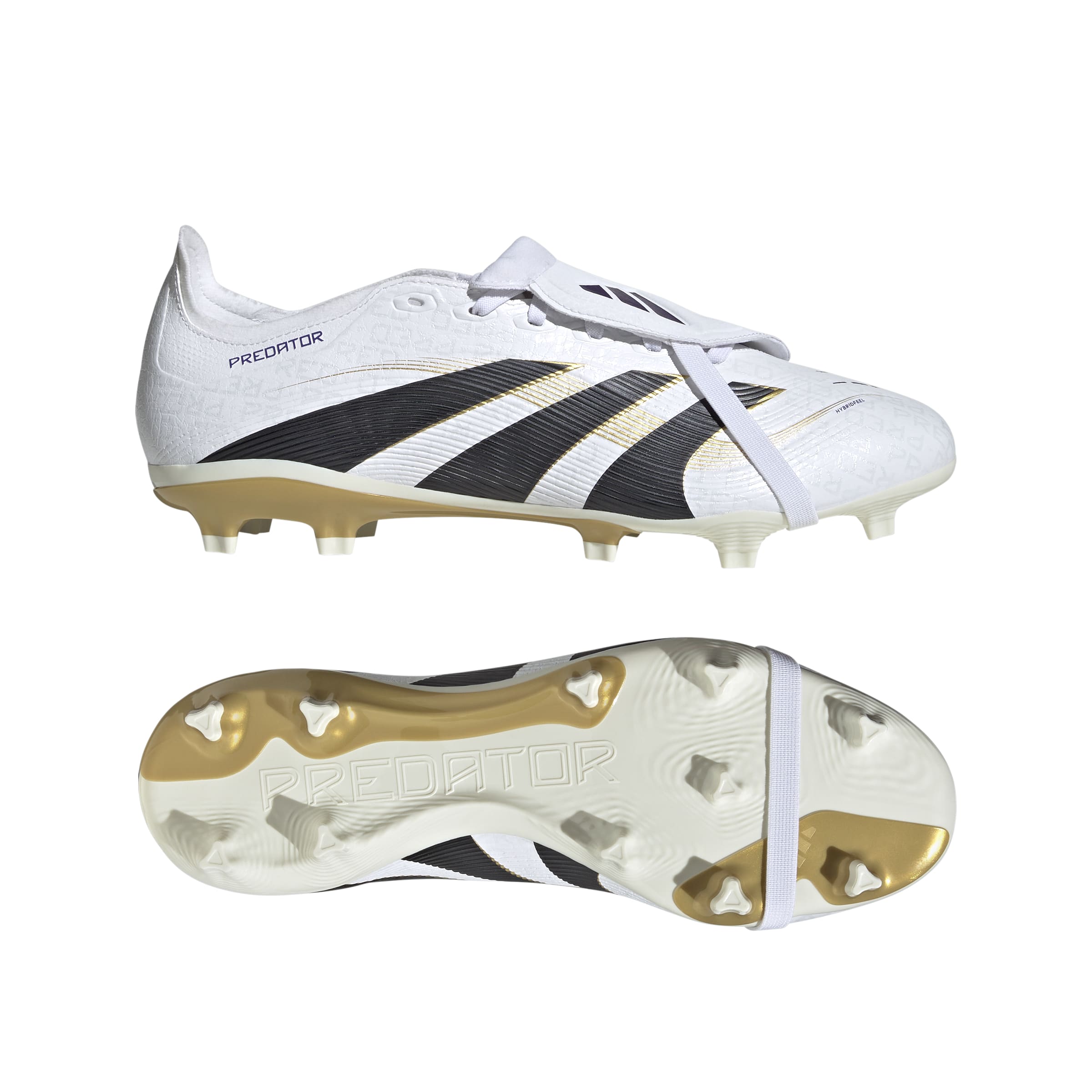Adidas Predator League FG Soccer Cleats for Men - White/Black/Gold Metallic - Fold Over Tongue Design for Enhanced Fit - Perfect for Competitive Matches & Training Sessions