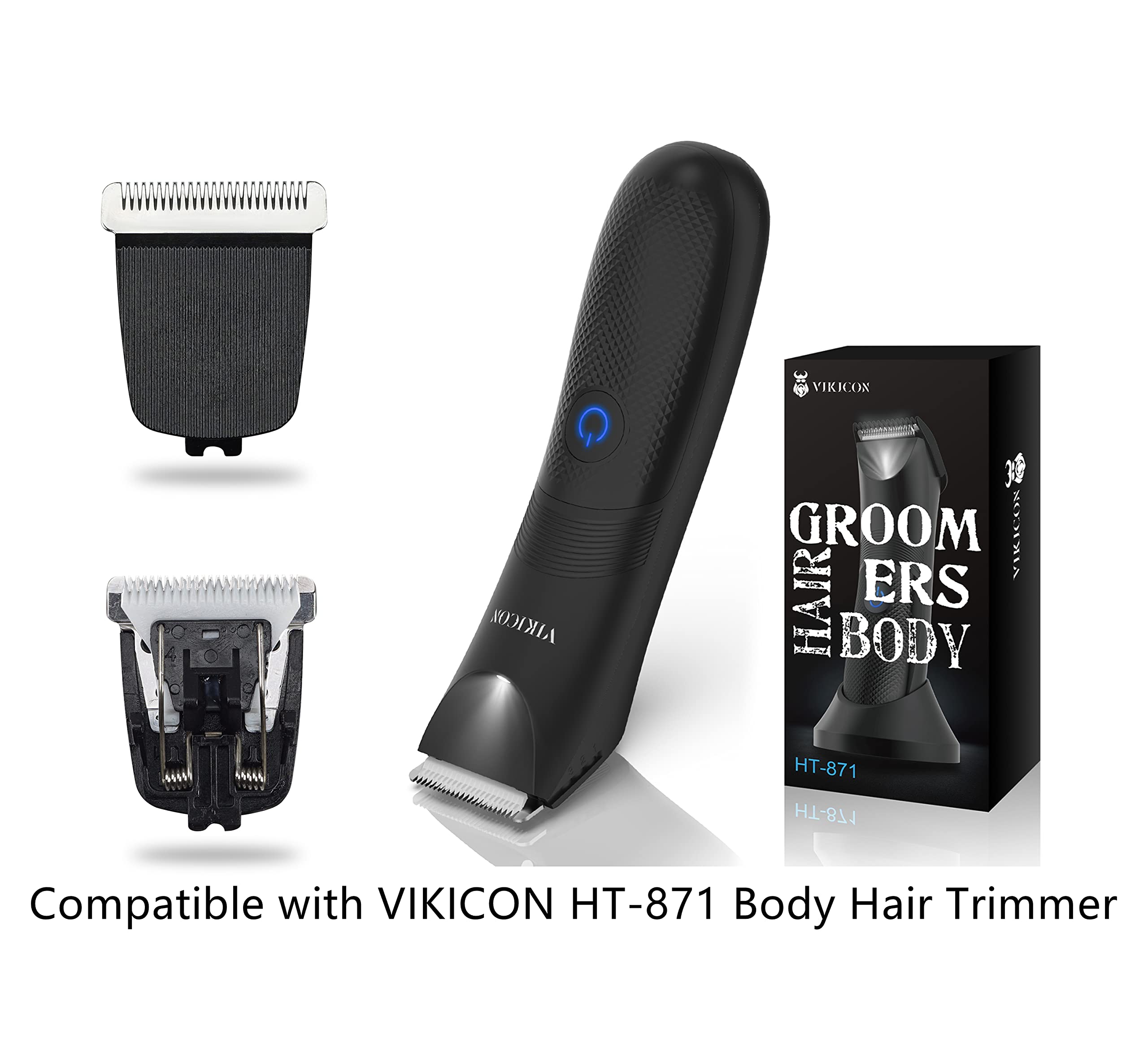 VIKICON HT-871 Electric Groin Hair Trimmer with Ceramic Blade Head - Replacement Shaver Refill for Balls & Pubic Hair (1 Pack) - Gentle & Precise Grooming for Men's Intimate Areas
