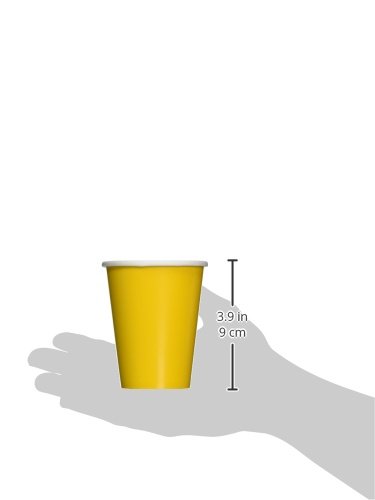Sunshine Yellow 9 oz Paper Cups - Pack of 8 | Eco-Friendly Disposable Party Cups for Birthday, Wedding & Picnic Supplies
