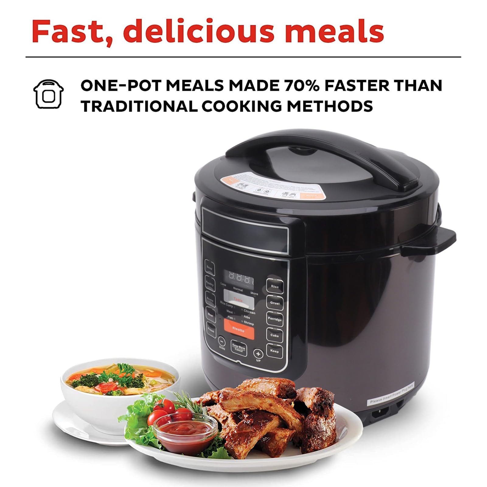9-in-1 Smart Electric Pressure Cooker & Slow Cooker - Multi-Function Programmable Multicooker for Home Cooking, Meal Prep & Healthy Eating