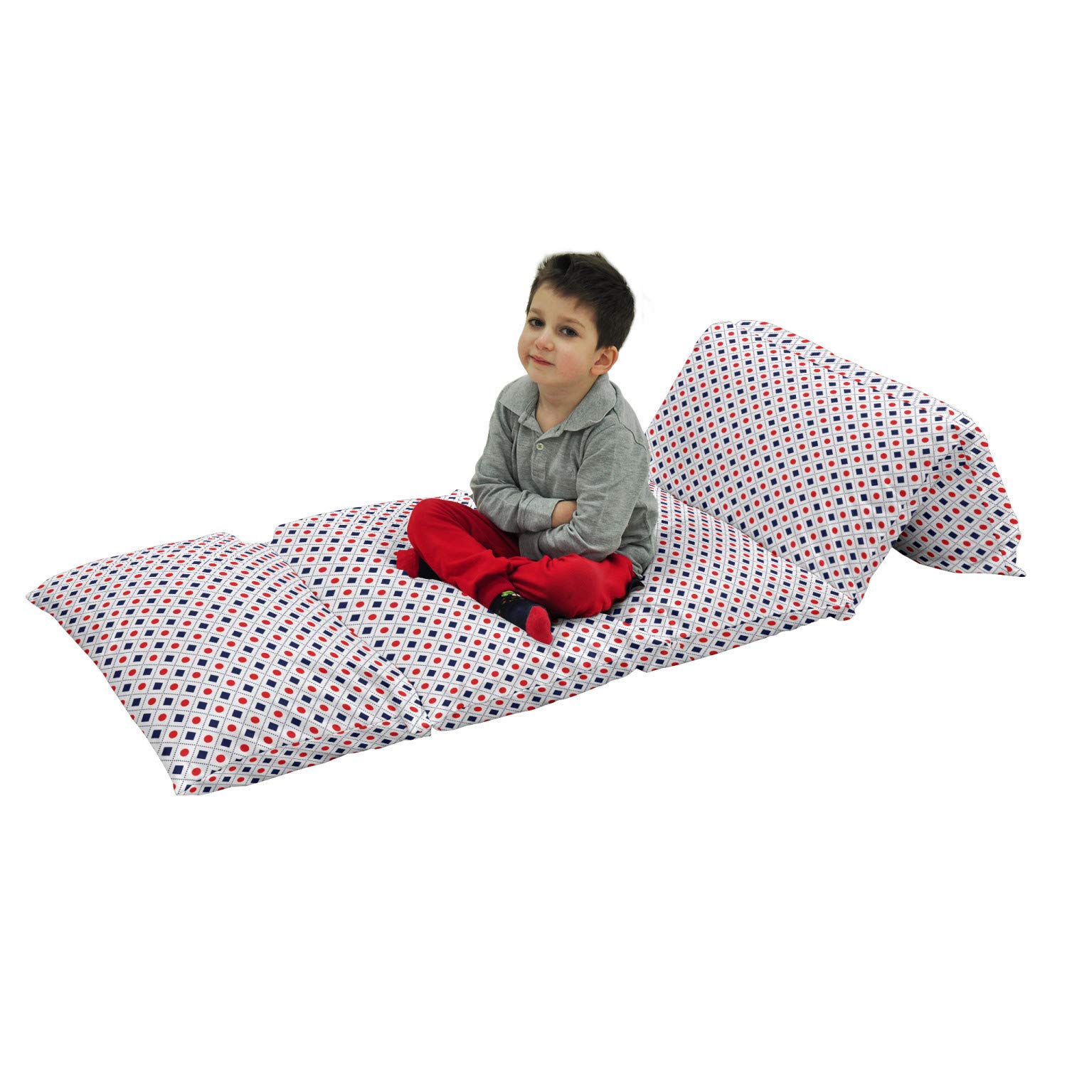 Ambesonne Navy Blue and Red Geometric Floor Pillow Cover - 88