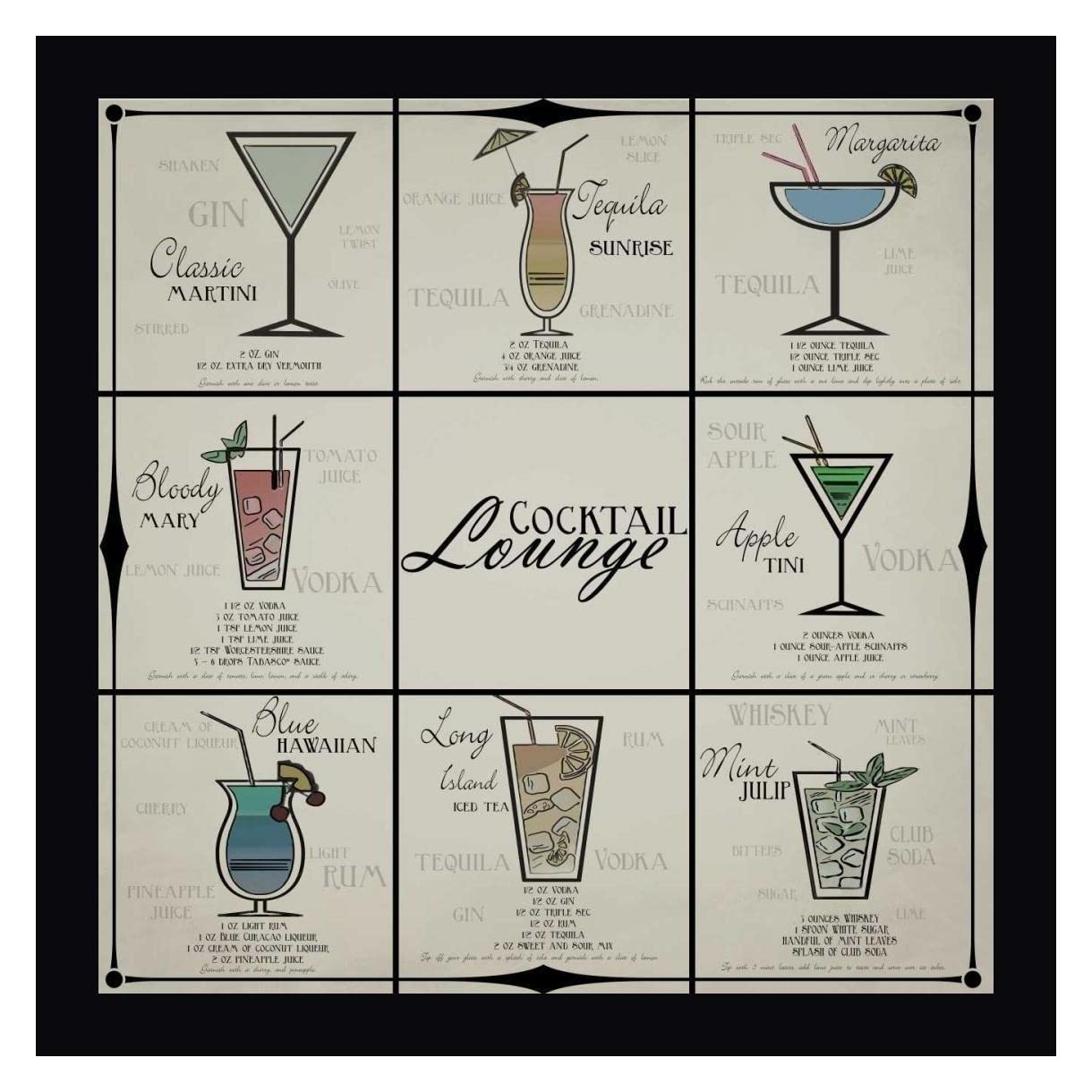 Taylor Greene Cocktail Lounge 36x36 Inch Framed Canvas Wall Art Print - Black Wood Frame - Ready to Hang - Perfect for Living Room, Bar & Home Decor