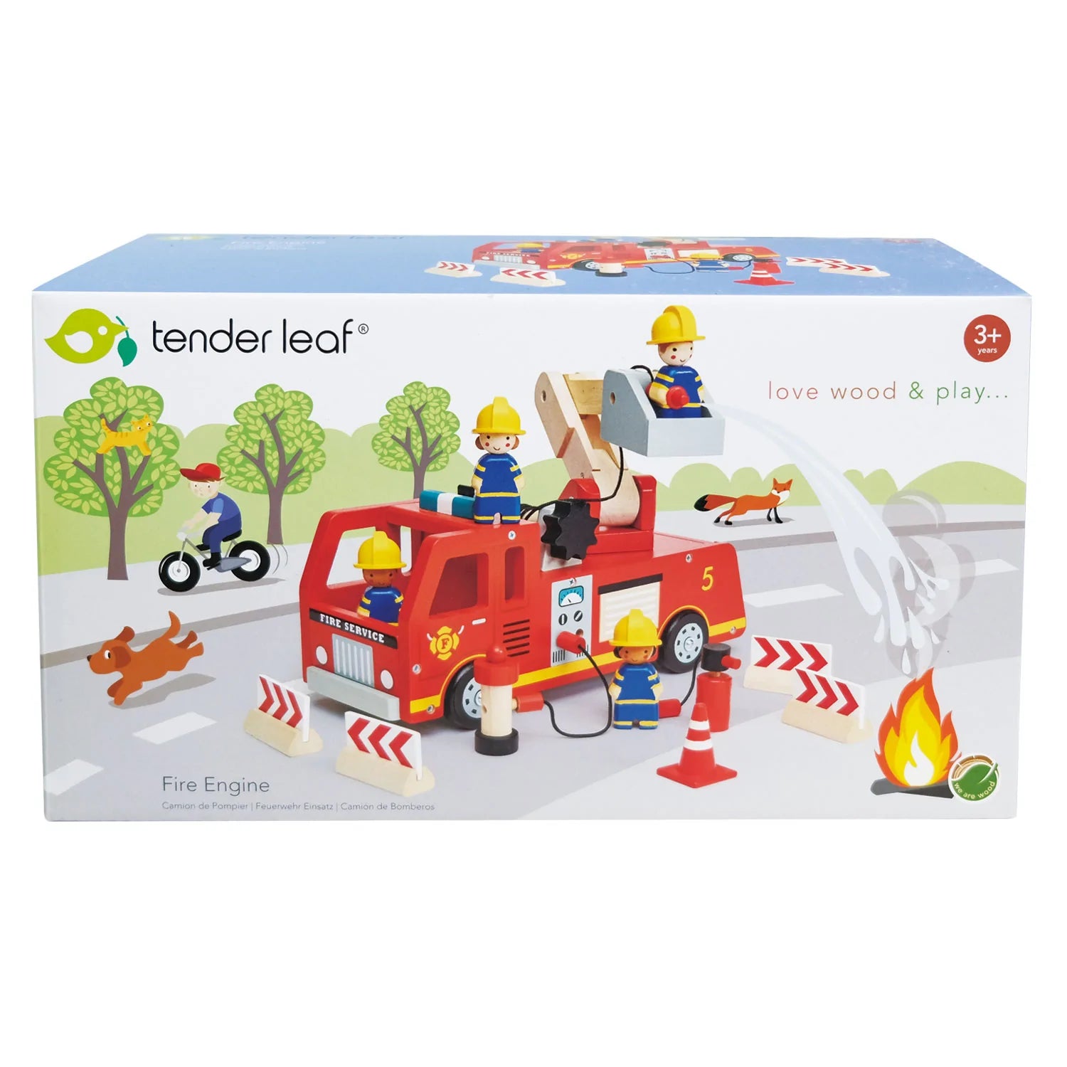 Wooden Fire Engine Toy for Kids - Handmade Wooden Fire Truck with Moving Wheels - Perfect for Pretend Play, Birthday Gifts & Preschool Learning Activities