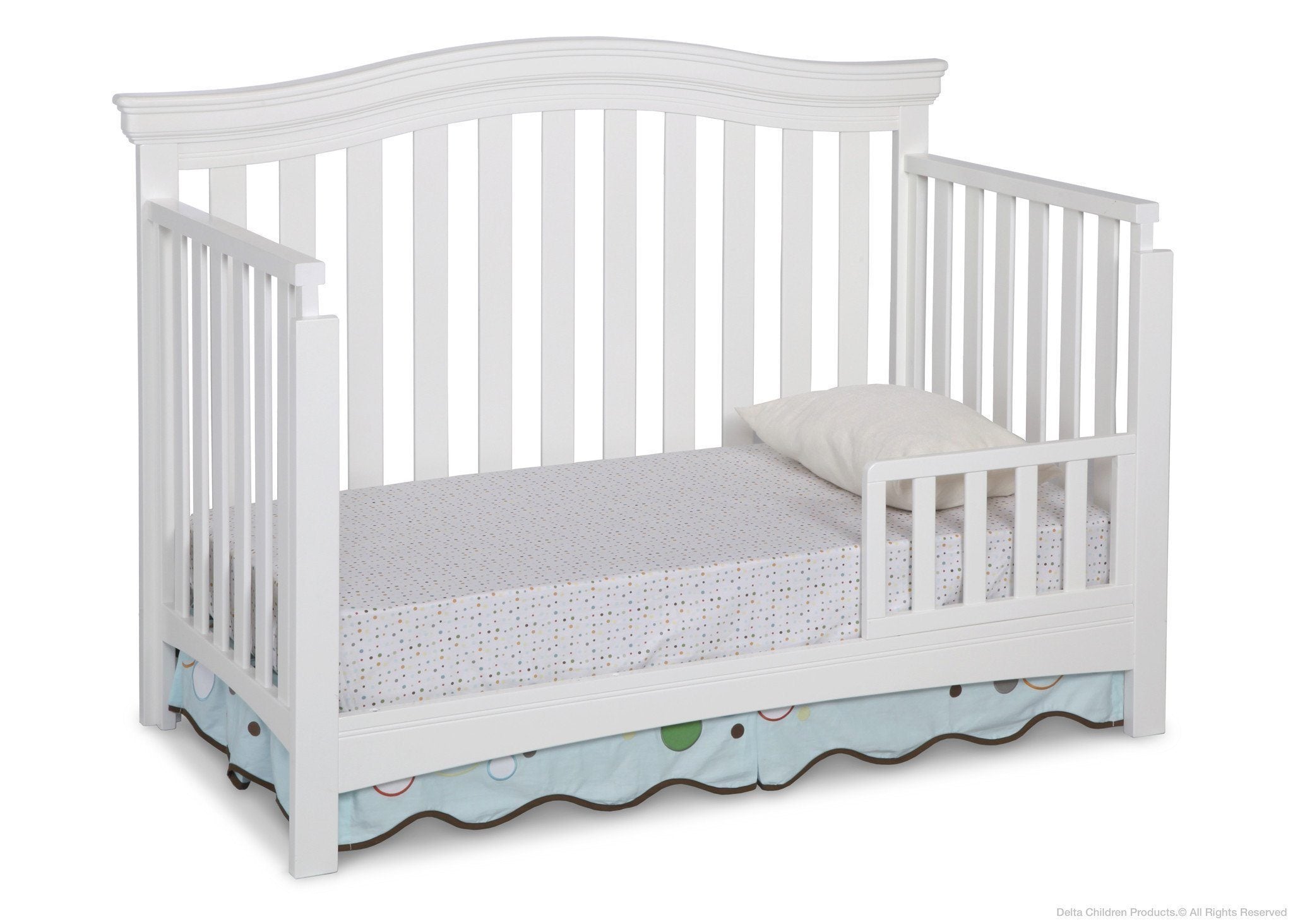 Bennington Curved 4-in-1 Convertible Baby Crib - Toddler Bed & Daybed with Storage Drawer | Perfect for Nursery, Bedroom & Small Spaces