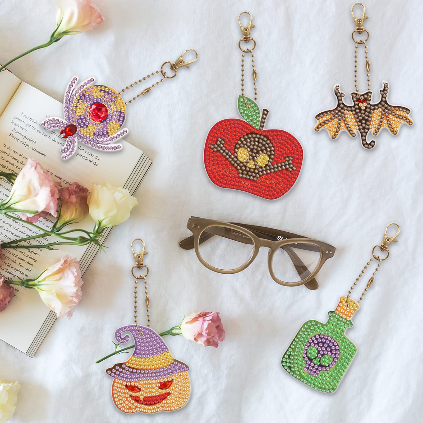 4pcs DIY 5D Diamond Painting Keychain Kits - Full Drill Special Shape Key Ring Set for Kids & Adults | Perfect for Gifts, Home Decor, Craft Projects & Personalized Accessories