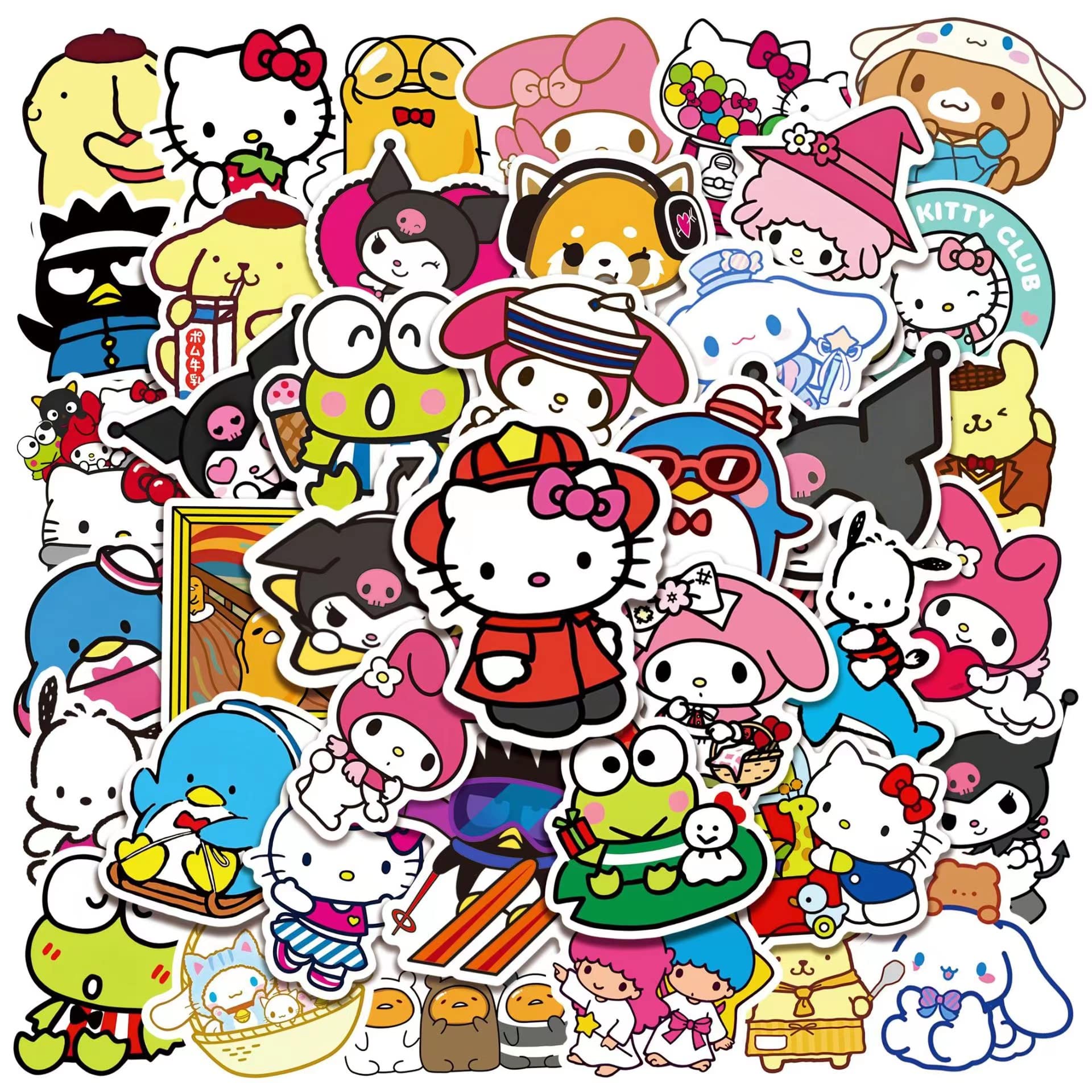 100 Pcs Adorable Hello Kitty Stickers - Waterproof Vinyl Decals for Kids, Teens & Adults - Perfect for Water Bottles, Hydro Flasks, Laptops, Phones & Skateboards - Great for DIY Crafts, School Supplies & Gift Giving