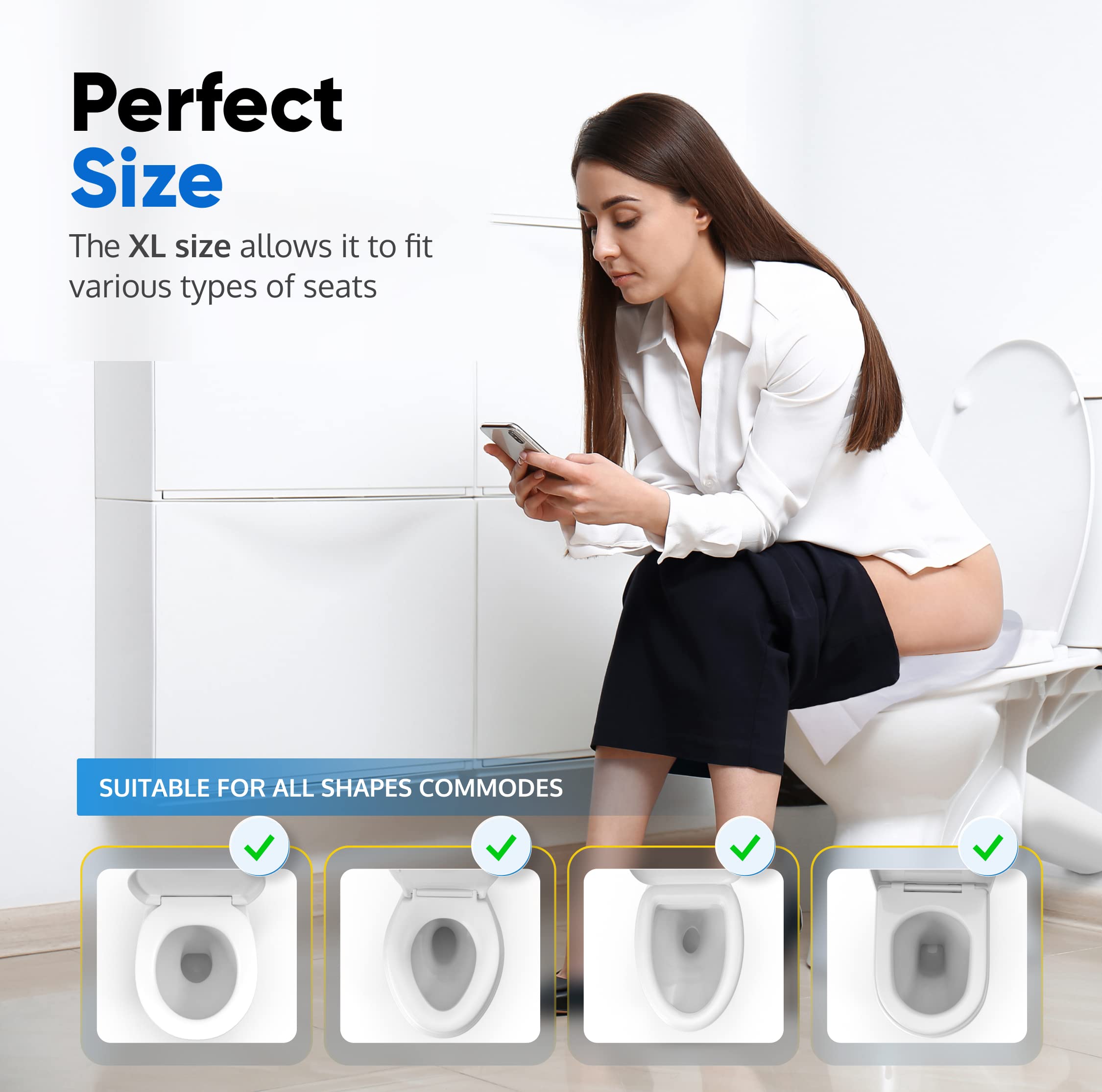 **Disposable Flushable Toilet Seat Covers - Pack of 100 XL Biodegradable Paper Covers for Travel, Camping & Airplane Use - Essential Hygiene Accessories for Kids, Men & Women**    *(Perfect for Public Restrooms, Road Trips, Hotels & Outdoor Adventures)*
