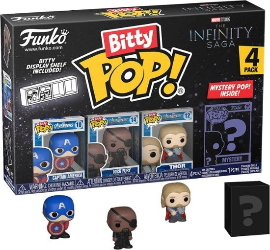 Funko Bitty Pop! The Avengers Infinity Saga Mini Figure 4-Pack - Collectible Marvel Superhero Toys for Display & Gifting