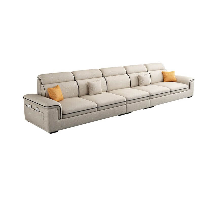 Luxury Ivory Sofa Set with 4/3 Decorative Throw Pillows - Modern Living Room Furniture for Home Decor & Comfortable Seating