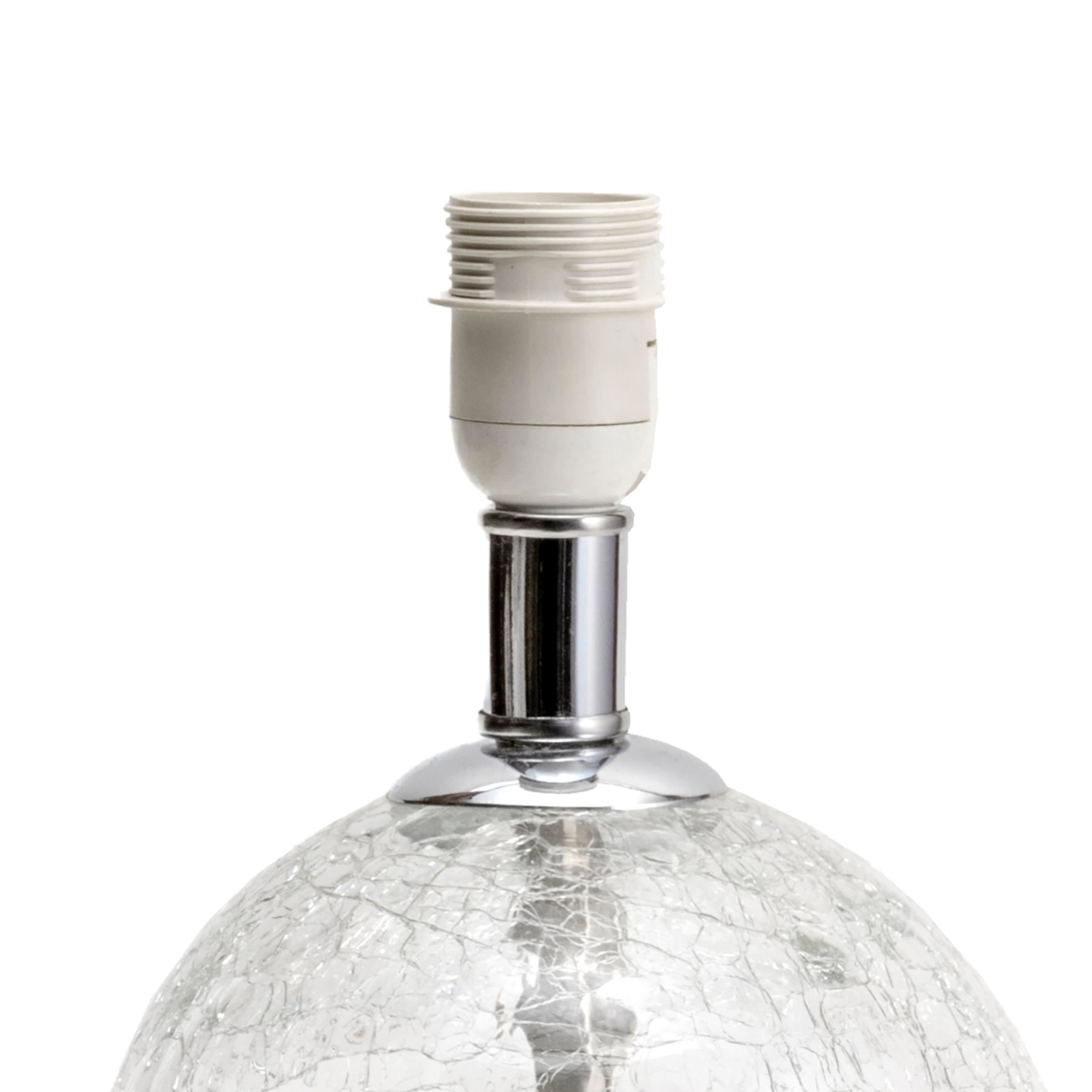 22 Inch Crinkled Glass Sphere Table Lamp - Silver Finish Modern Home Decor for Living Room, Bedroom, or Office Lighting
