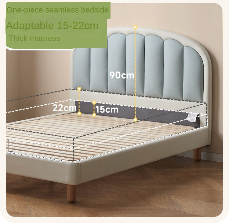 Organic Leather Kids Cream-Colored Soft Bed - Cozy & Stylish Nursery Essential for Toddlers & Infants | Perfect for Bedrooms, Daycare & Playrooms