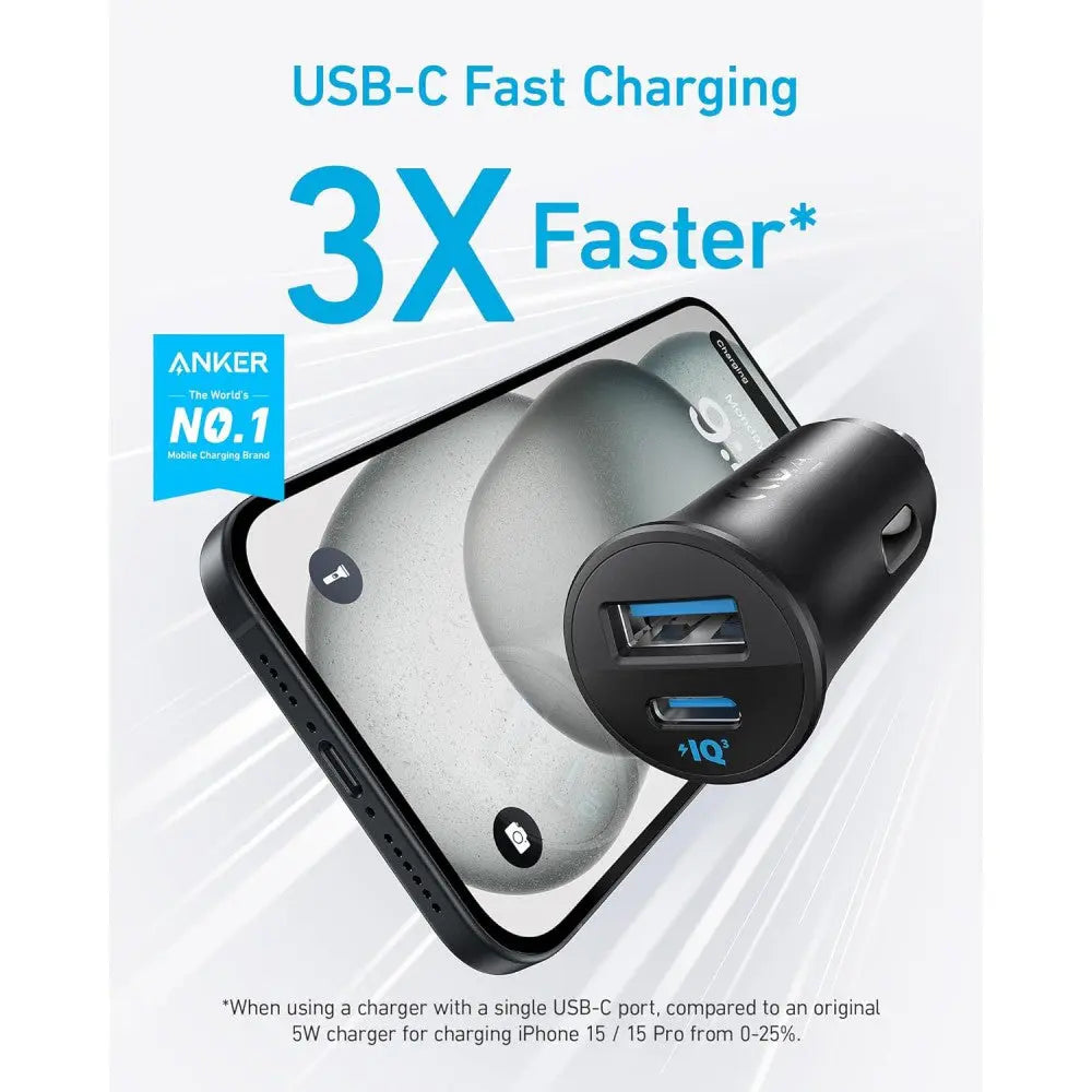 Anker PowerDrive 30W PPS Car Charger A2741 - Fast Charging for iPhone, Samsung, Google Pixel - Perfect for Road Trips & Daily Commutes