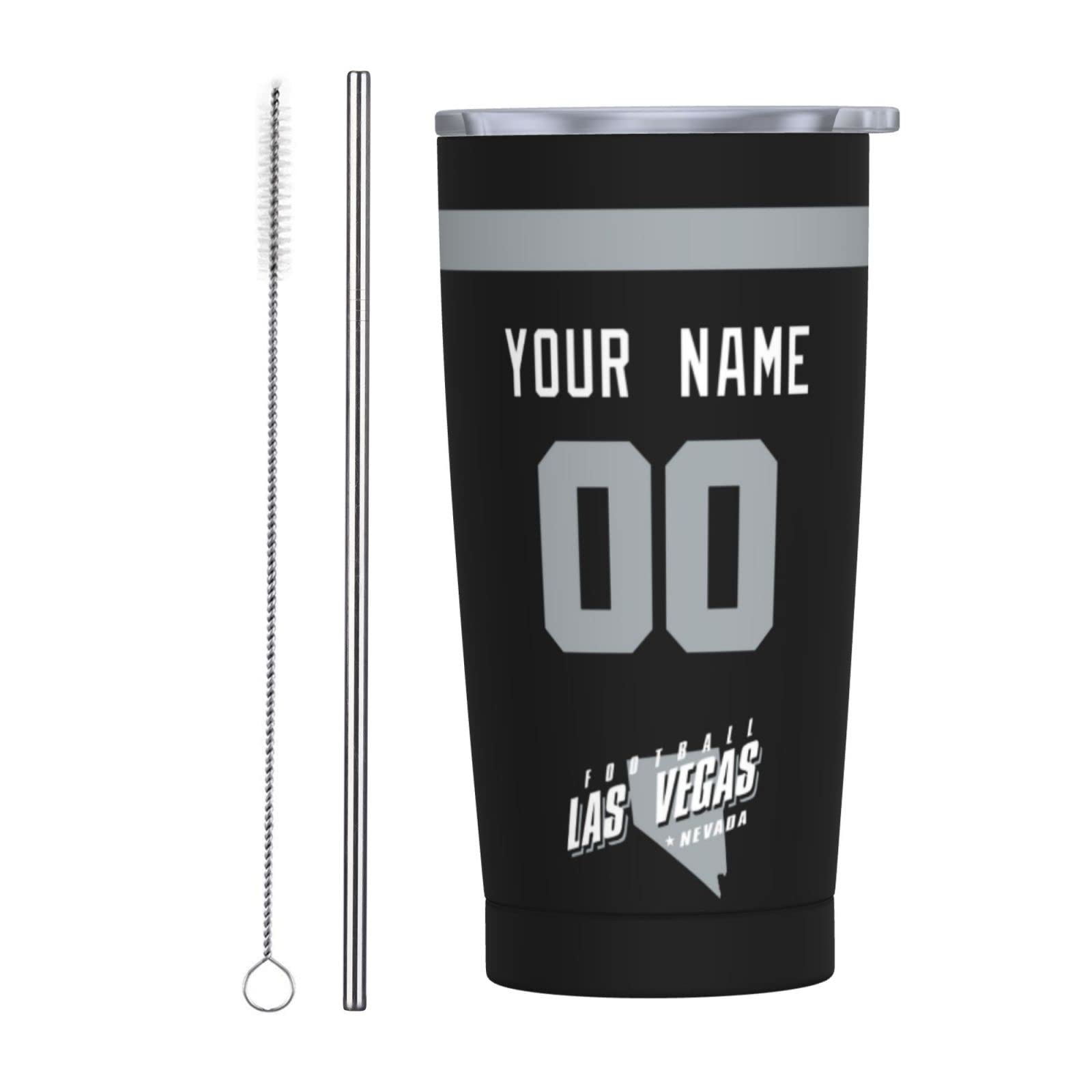 ANTKING Las Vegas Cup 20 oz Insulated Tumbler with Straw - Custom Name & Number Engraving, Personalized Stainless Steel Travel Mug - Perfect Gift for Men, Dad, Husband | Great for Coffee, Iced Drinks & Outdoor Activities
