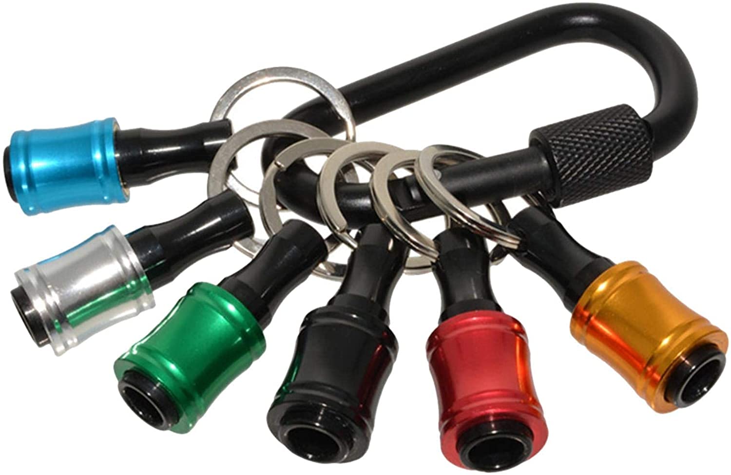 AmBAYZ 6-Piece Keychain Screwdriver Bit Set - 1/4 Inch Hex Shank Quick Release Holder with Extension Bar - Portable Multi-Tool Repair Kit for Home, Office & Travel (One Size, Assorted Colors) - Perfect for DIY Projects, Electronics Repair & Emergency Fixes