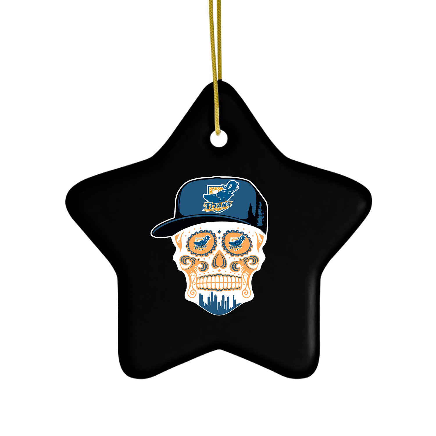 Cal State Fullerton Cool Skull Graphic Ceramic Christmas Ornament - Unique Holiday Tree Decor for Gifts & Home Decoration - Perfect for Xmas Parties, Office Decor & Festive Celebrations