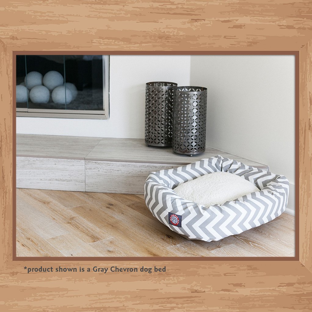 Majestic Pet 52 Inch Chevron Sherpa Calming Dog Bed - Washable Round Orthopedic Pet Bed with Head Support - Extra Large Fluffy Donut Dog Bed 52x35x11 Inches - Chocolate Brown - Perfect for Large Dogs, Arthritis Relief & Cozy Nap Time