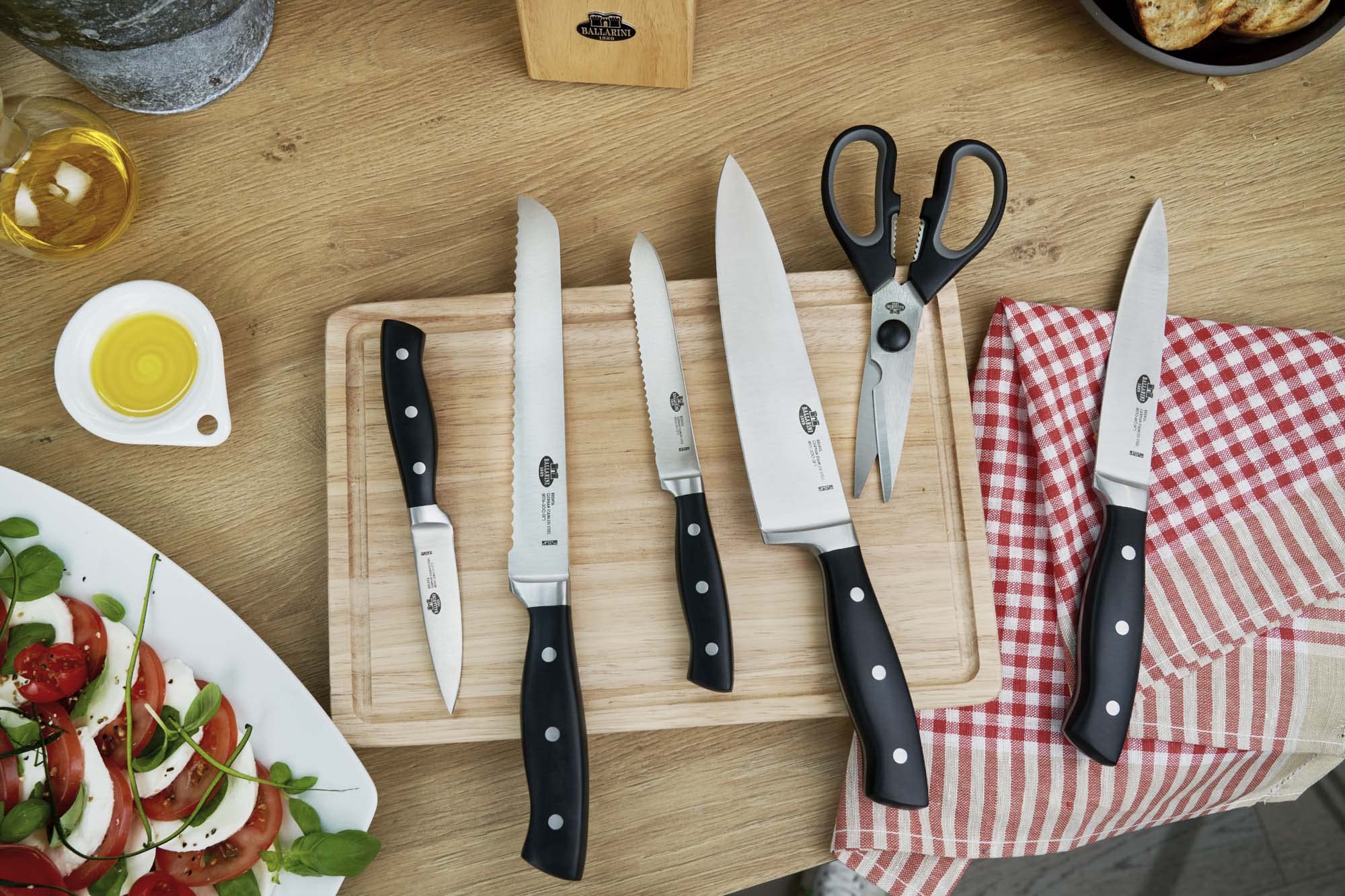 Ballarini Brenta 7-Piece Knife Block Set with Stainless Steel Knives - Perfect for Home Kitchen, Cooking, and Food Prep