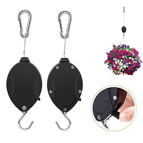**Heavy Duty Retractable Plant Pulley Hook - Easy Reach Hanging Basket Hook for Garden Pots & Flower Baskets (1 Hook) - Perfect for Balcony, Patio & Indoor Plant Display**