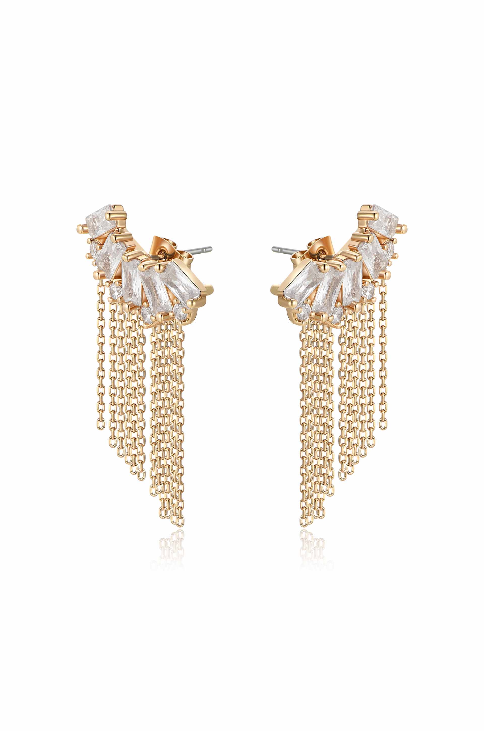 Baguette Crystal 3-in-1 Ear Crawler Earrings - Elegant Drop Dangle Hoop Earrings for Women, Perfect for Parties, Weddings & Evening Events