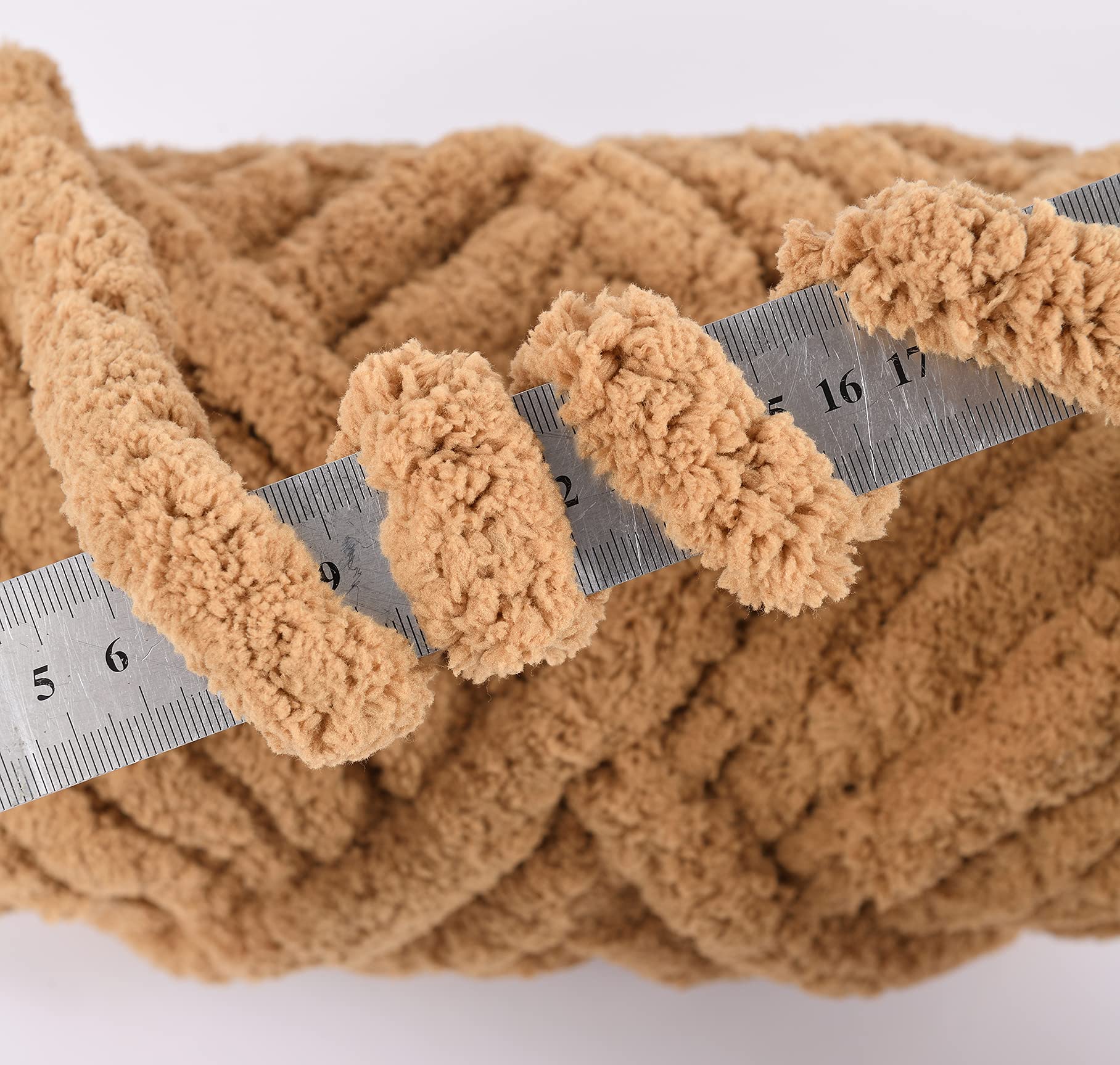 Chunky Chenille Yarn for Arm Knitting - 12-Pack (3kg/6.6 lb) Soft Bulky Yarn for DIY Blankets, Cushions, Scarves - Perfect for Home Decor, Sofa Throws & Cozy Bed Accessories - Dark Khaki