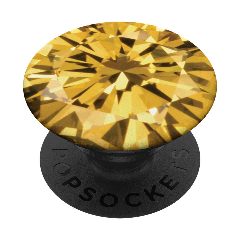 Cute Gold Yellow Diamond Print Glass PopSocket Grip - Swappable Phone & Tablet Accessory for Stylish Protection and Secure Handling