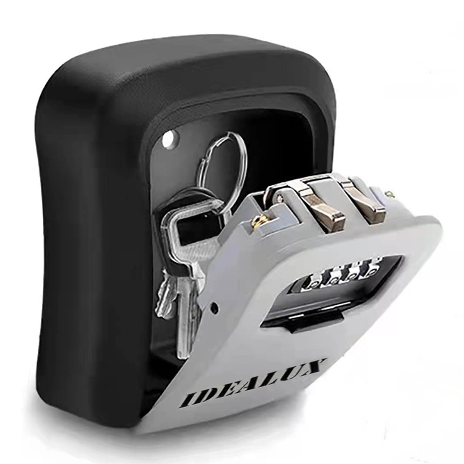 Wall Mounted Key Lock Box with 4-Digit Resettable Code - Weatherproof Key Storage Safe for 5-8 Keys - Home & Outdoor Security Lock Box for Spare Keys, Vacation Rentals, and Airbnb Properties