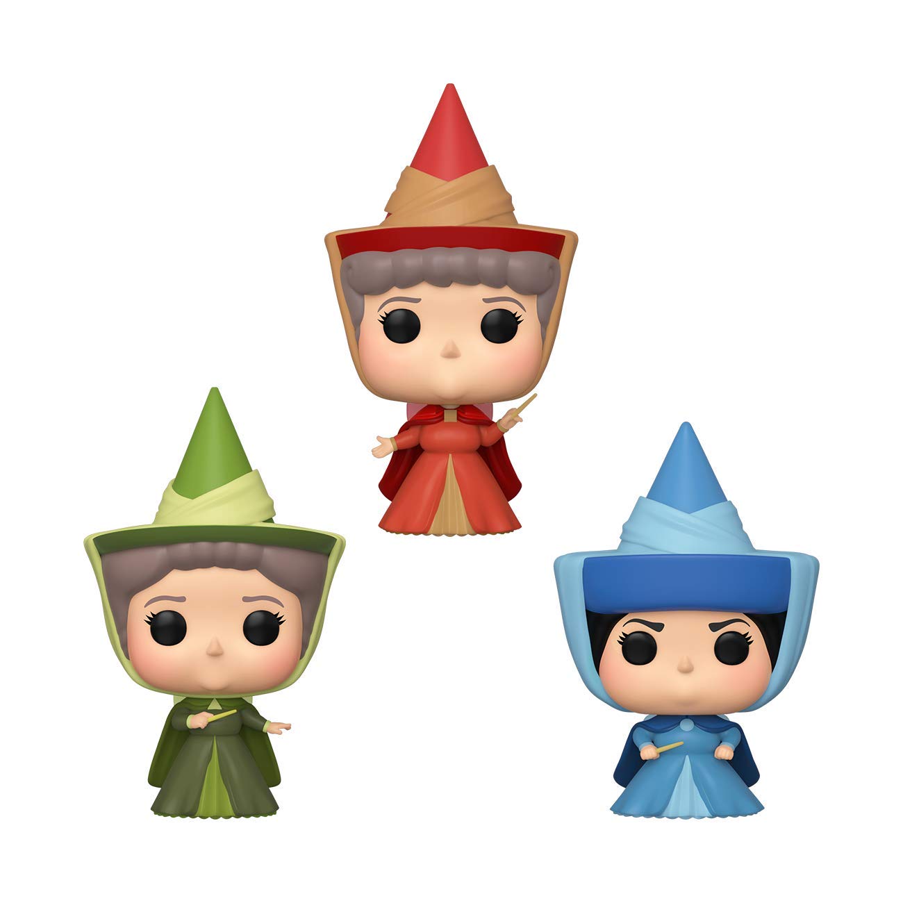 Funko Pop! Disney Sleeping Beauty Fairy Godmothers 3-Pack - Flora, Fauna & Merryweather Vinyl Figures | Amazon Exclusive Spring Convention Collectible | Perfect for Disney Fans, Gift Giving & Display