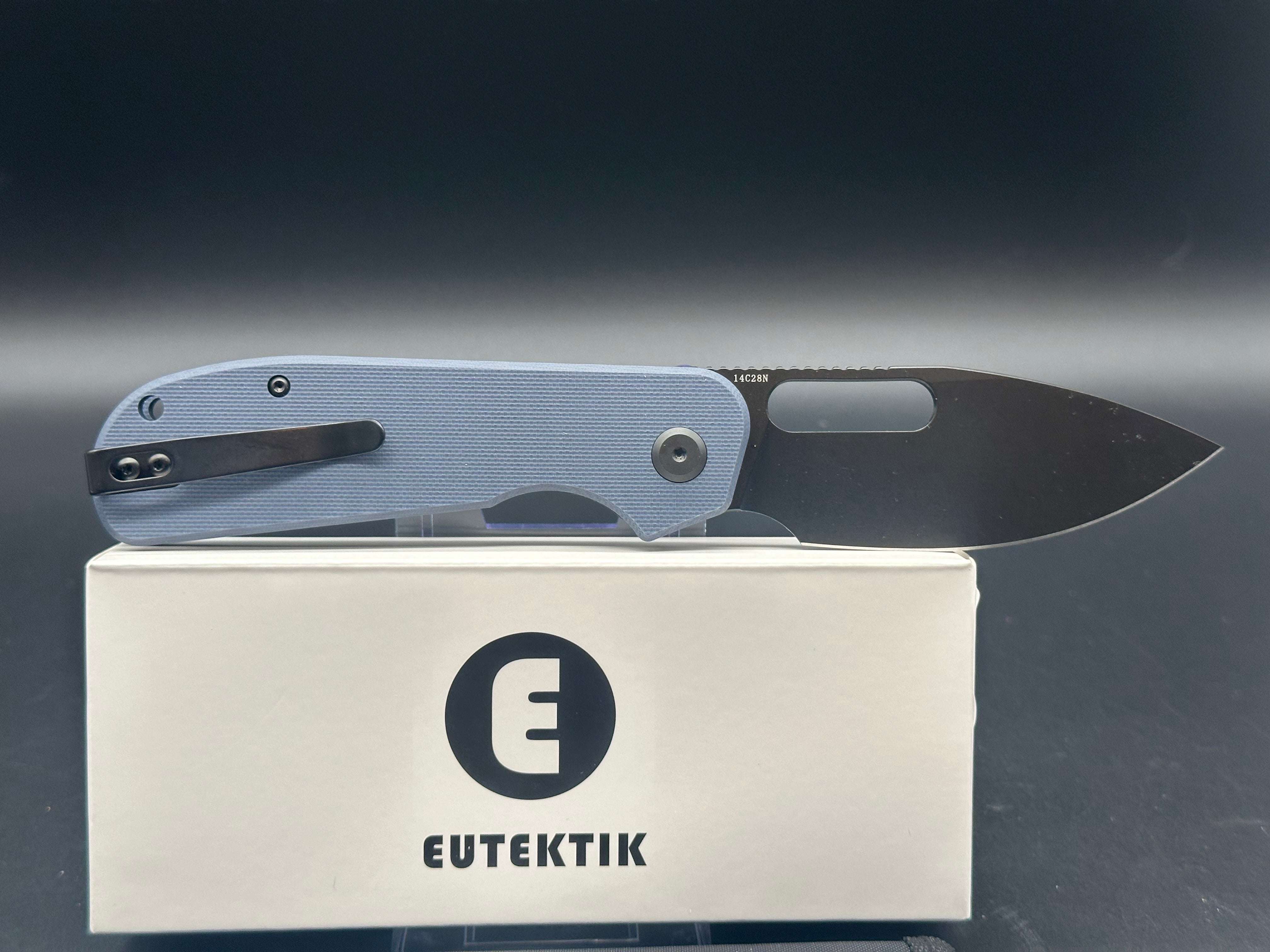 Eutektik EFD Blue Denim BlackWashed Folding Knife with LTK Koozie, Patch & Sticker - Perfect for Camping, Hiking and Outdoor Adventures