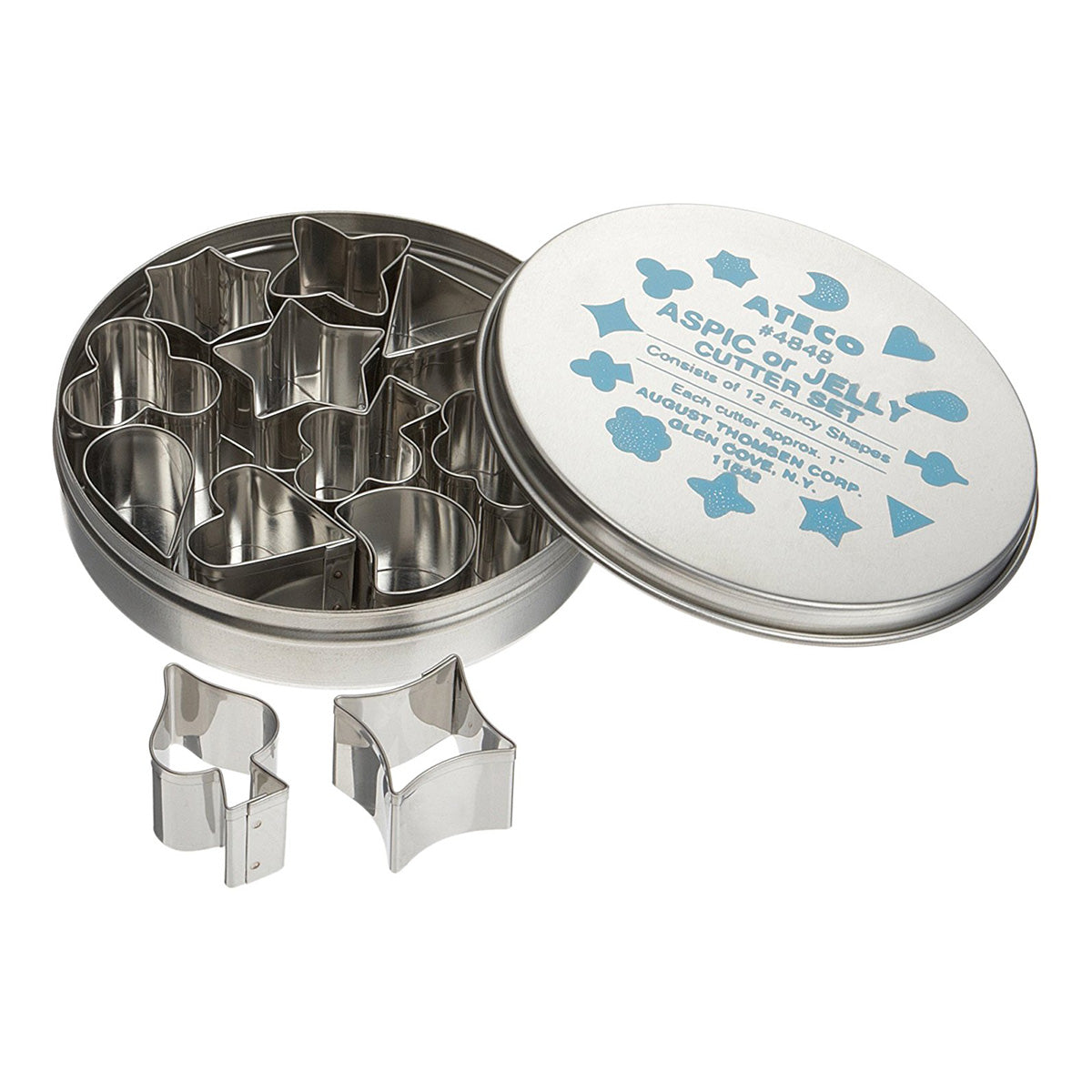 Ateco 4848 12-Piece Medium Aspic Cutter Set - Professional Stainless Steel Cookie & Pastry Cutters for Baking, Cake Decorating, and Fondant Cutting - Perfect for Home Bakers and Professional Chefs