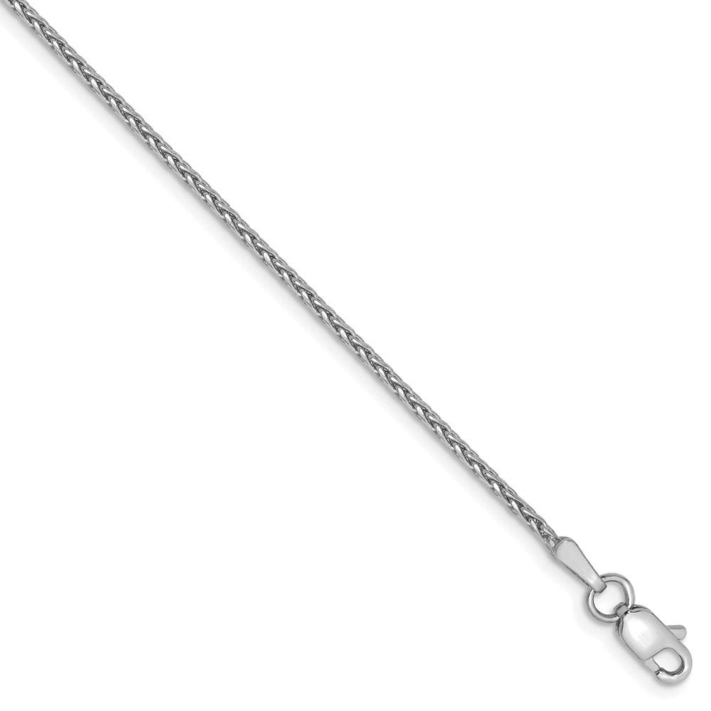 10K White Gold 1.5mm Round Wheat Chain Anklet Bracelet - Dainty Shiny Cut Ankle Jewelry for Women, Perfect for Beach Weddings & Summer Outfits