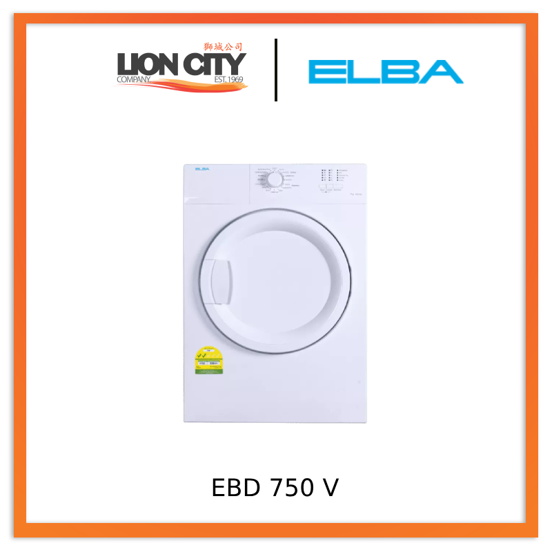 Elba EBD 750 V 7kg Energy Efficient Air Vented Clothes Dryer - Perfect for Apartments, Small Homes & Laundry Rooms