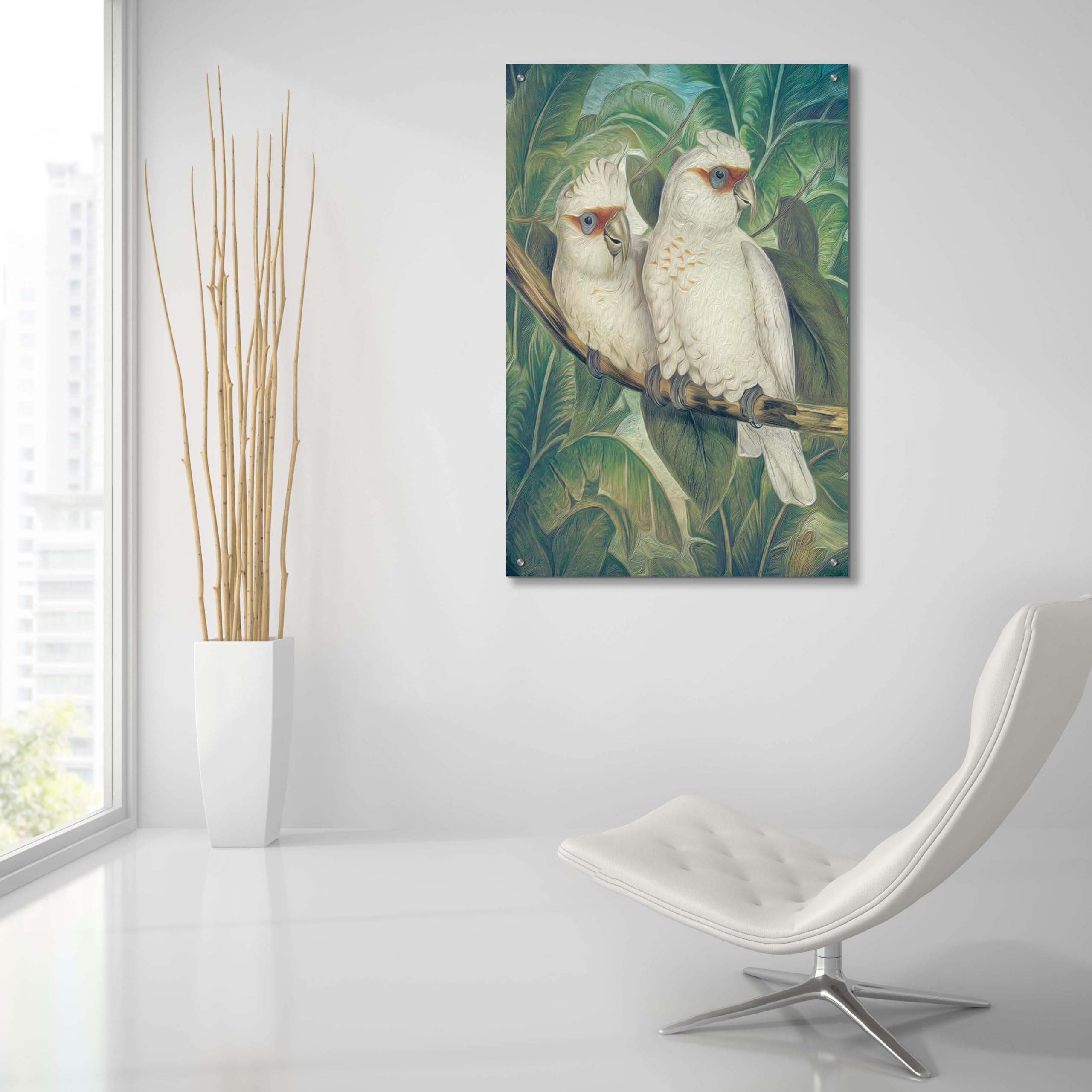 Steve Hunziker 'Painted Plumage Three' Acrylic Glass Wall Art - 24x36 Inches Modern Bird Painting for Living Room, Bedroom & Office Decor