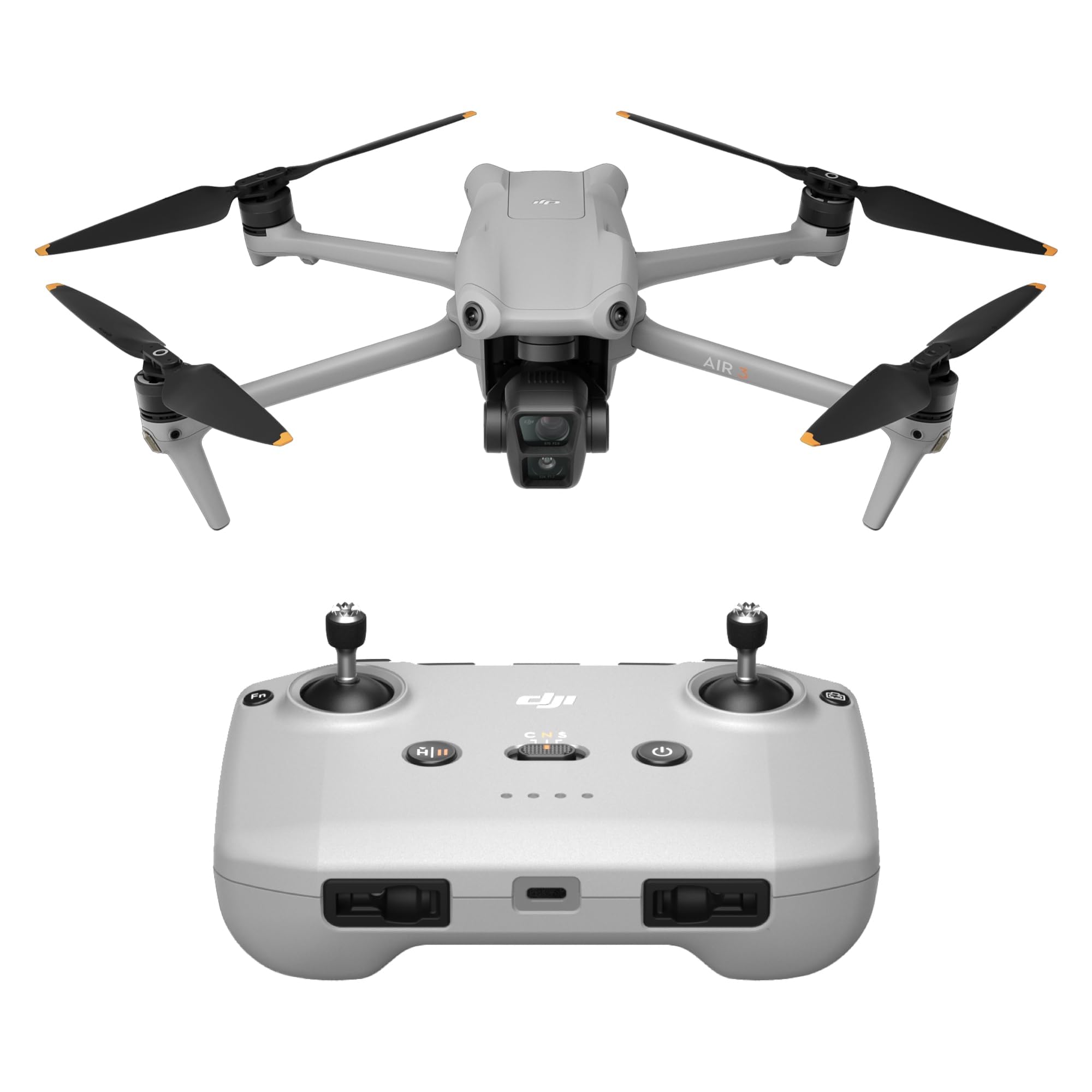 DJI Air 3 Drone with Dual Cameras - 46 Min Flight Time, 4K/60fps HDR Video, 48MP Photos, Omnidirectional Obstacle Avoidance (FAA Remote ID Compliant) - Perfect for Aerial Photography, Travel Vlogging & Outdoor Adventures