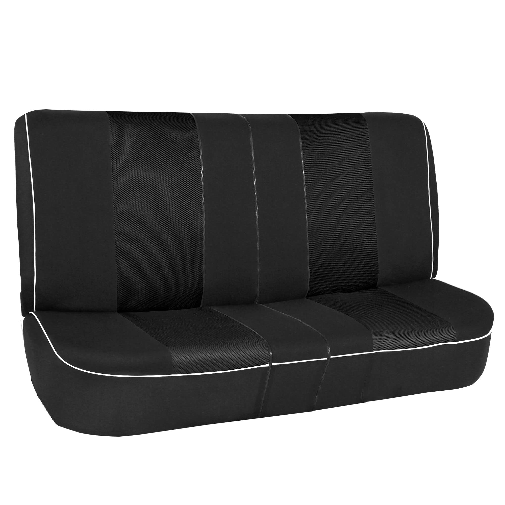 FH Group Universal Fit Black Cloth Car Seat Cover with Edgy Piping - Dog & Child Proof Seat Protector for Sedans, Vans & SUVs | Perfect for Pet Owners, Families & Road Trips