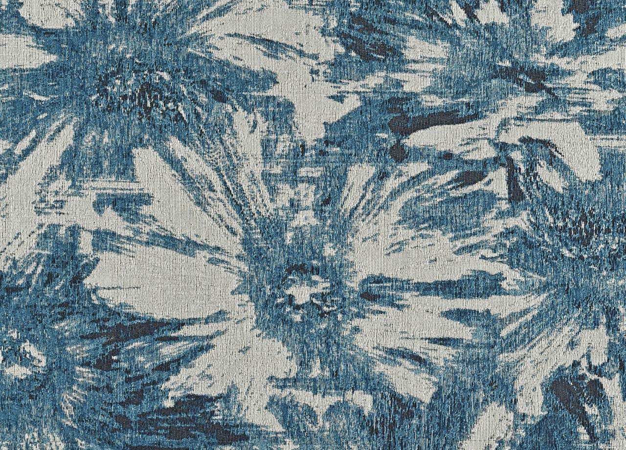 BIANCHERIAWEB Non-Slip Velvet Living Room Rug - Lotus Flower Design in Denim Blue | Perfect for Home Decor, Bedroom & Office Flooring