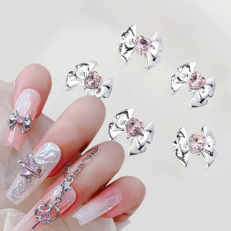 Pink Heart Pearl Rhinestones Alloy 3D Nail Art Decorations #09 - Perfect for DIY Manicures, Nail Salons & Special Occasions